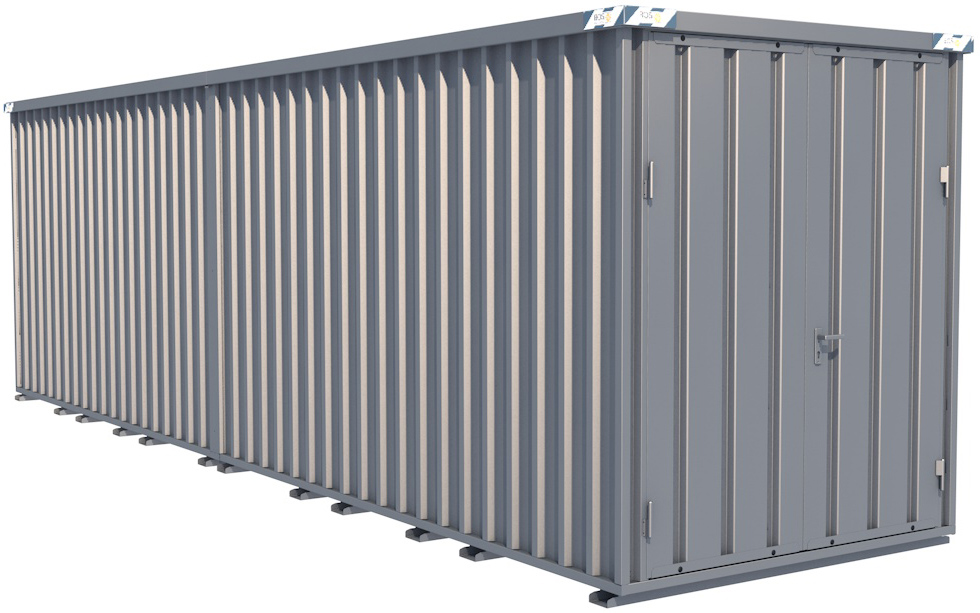 BOS Container Combination 8200 x 2100 x 2445 mm - 2-flügelige Tür auf 2 m Seite Lagercontainer mit Tür 1750 x 2235 mm - Materialcontainer 8x2 m Serie SCC2400+ unmontiert (BOS-SCC2400-8x2-SZ) Bild-01