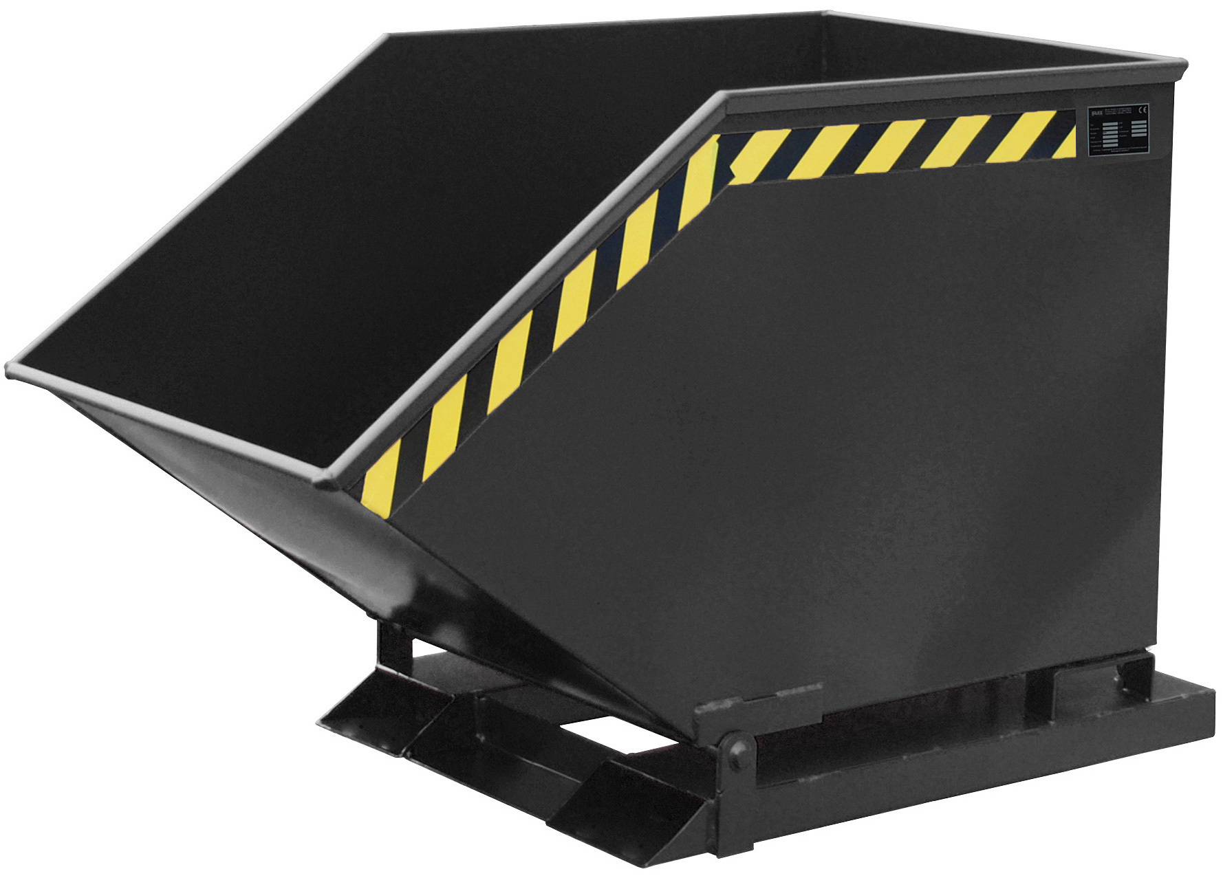 Bauer Muldenkipper SKK-400 - RAL 7021 Kippmulde 400 Liter für Stapler mit Ablasshahn - Schuttmulde schwarzgrau pulverbeschichtet (BA-4541-09-0000-16) Bild-01