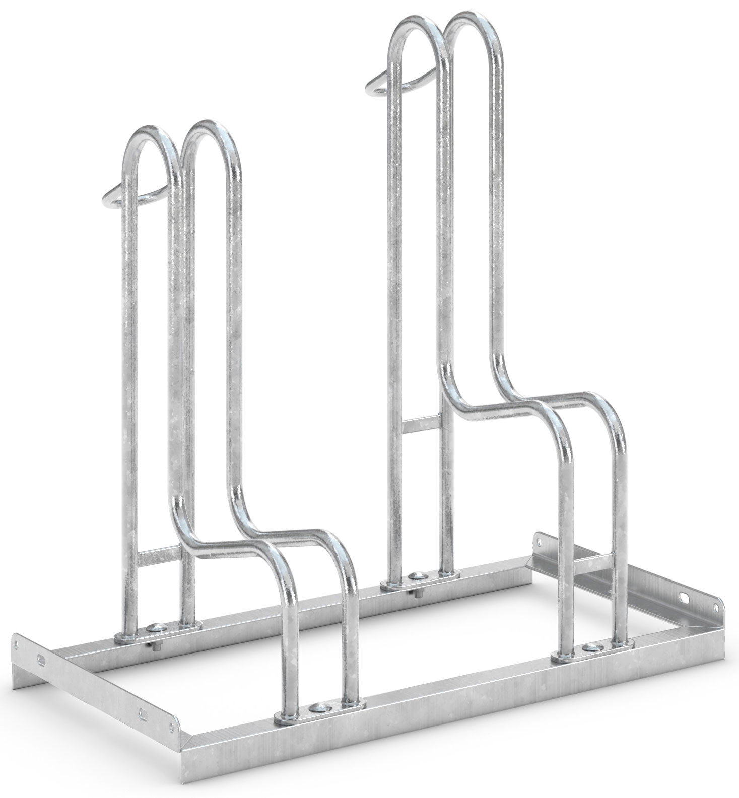 WSM Fahrradständer Standparker 4052 Stahl - 2 Einstellplätze Fahrradparker zweiseitig befahrbar schmal - Radabstand 350 mm - Bügelparker Stahl verzinkt  (WSM-105800002) Bild-01