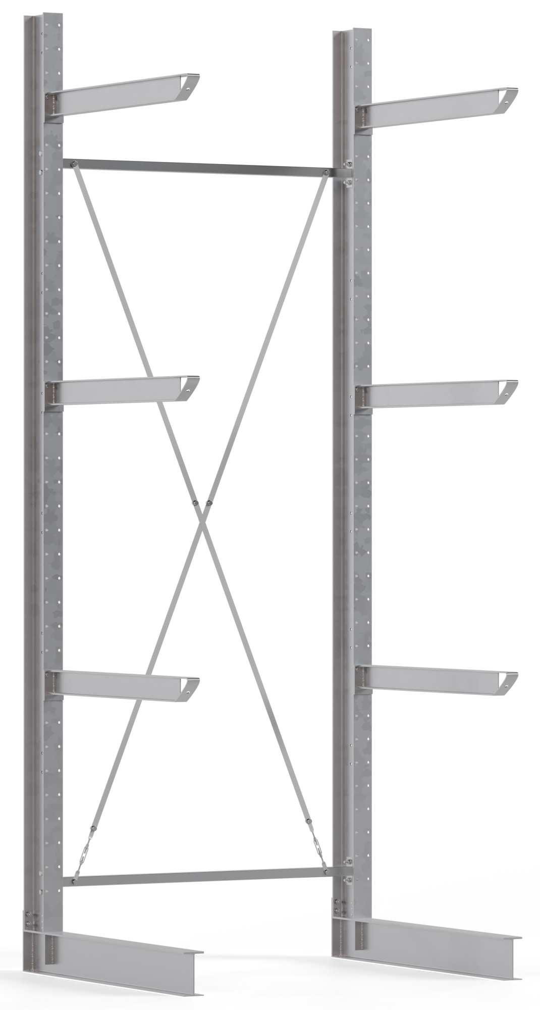 Regalwerk KARL HEAVY 2500 Kragarmregal einseitig Grundfeld 4000 x 1560 x 1380 mm Schwerlastregal verzinkt mit Kragarmlast 800 kg | Ständerlast 2500 kg - 4 Ebenen | Kragarme frei verstellbar (RW-B6-70500-120) Bild-01