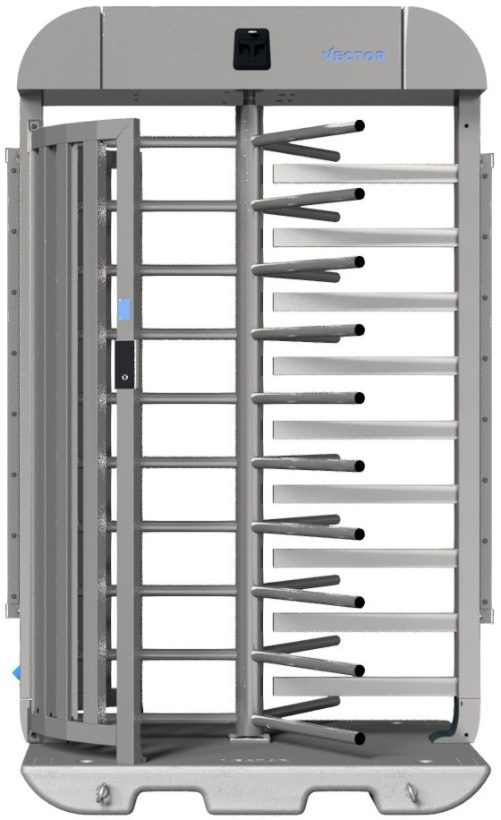 Schake Vector V-Turnstile-Compact verzinkt - elektromechanisch - lokale beidseitige Zutrittskontrolle - Doppelstabzaunmodul Drehkreuztunnel mobil zur Geländesicherung - Stahl verzinkt - Bedienung elektromechanisch mit lokaler Zutrittskontrolle (SK-VPDK23V