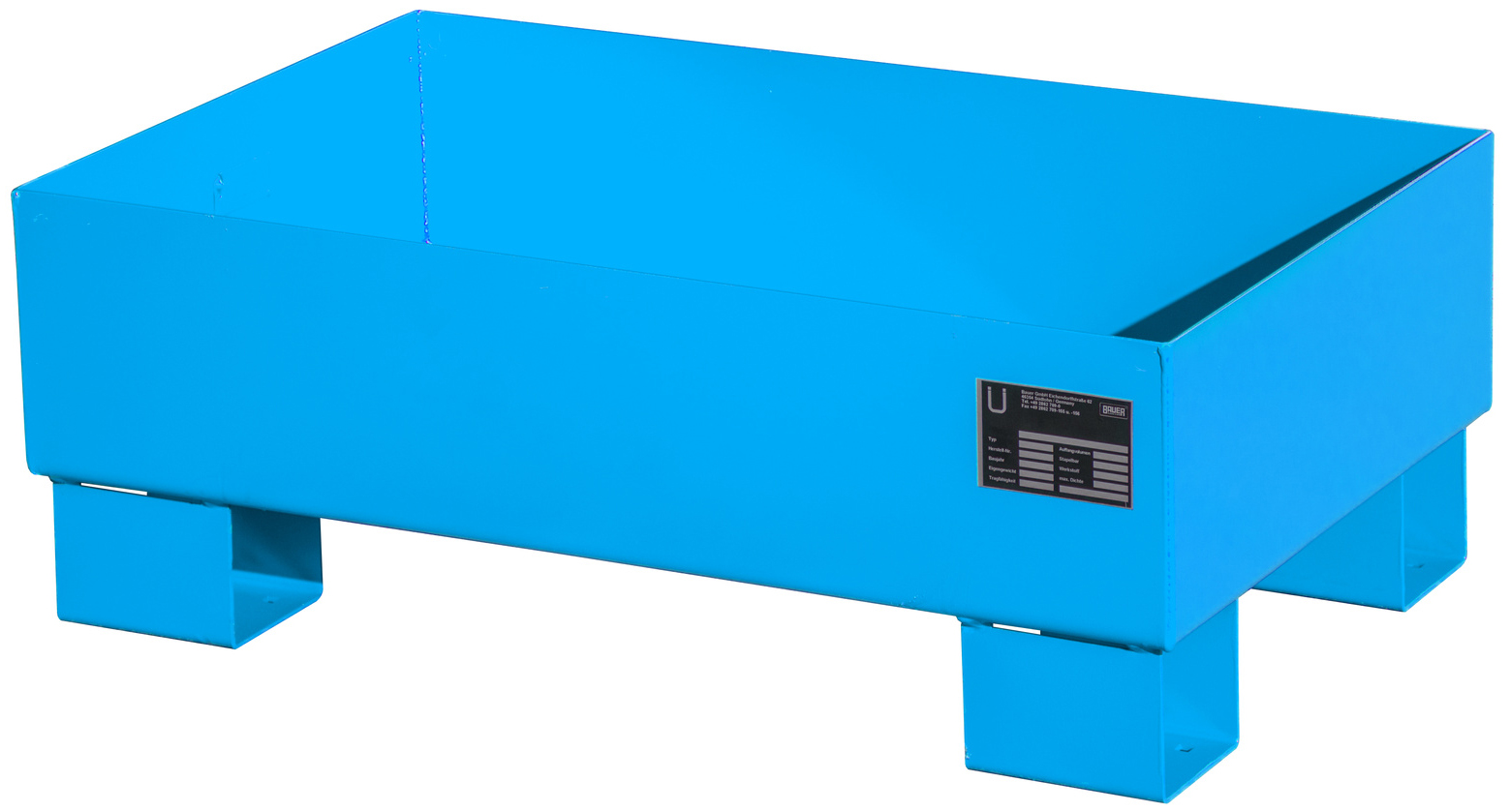 Bauer Auffangwanne Stahl AW 60-1 - RAL 5012 Gefahrstoffwanne lichtblau pulverbeschichtet ohne Gitterrost - Stahlwanne mit 65 Liter Auffangvolumen (BA-4471-52-0000-3) Bild-01