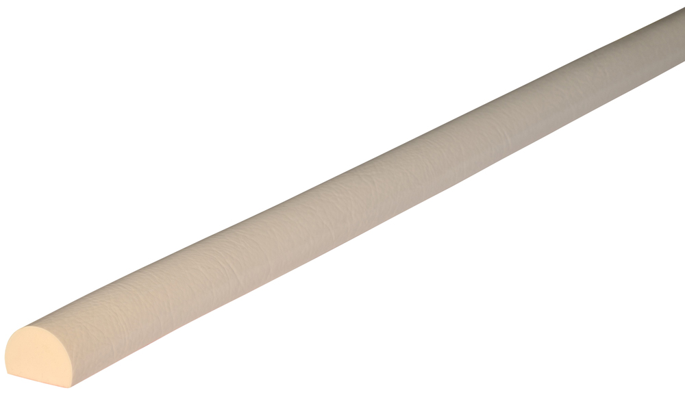 Knuffi Wandschutz Profil Typ C 40 x 30 mm weiß PU - 1,00 m Standard Warnschutz Profil Rundprofil abgeflacht aus Polyurethan - Flächenprofil einfarbig mit selbstklebenden Kanten (SM-PC-10312) Bild-01