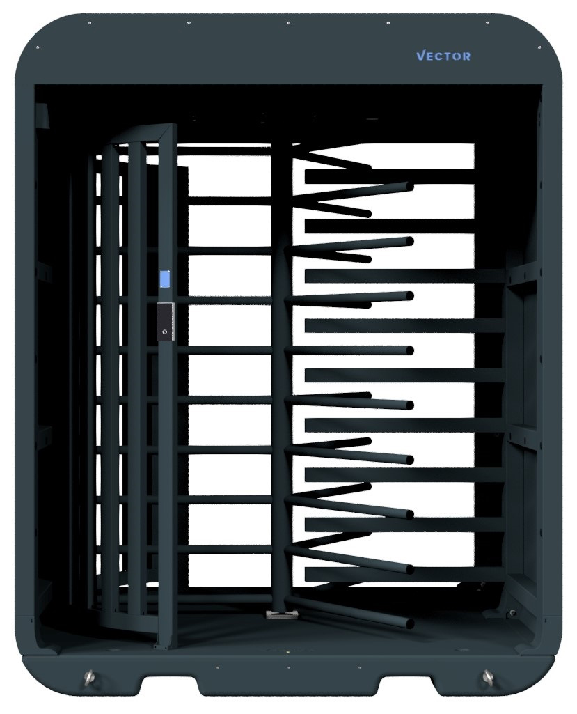 Schake Vector V-Turnstile-Guard tiefschwarz - elektromechanisch - lokale beidseitige Zutrittskontrolle Drehkreuztunnel mobil zur Geländesicherung - RAL 9002 pulverbeschichtet - Bedienung elektromechanisch mit lokaler Zutrittskontrolle (SK-VPDT22SBO0151) B