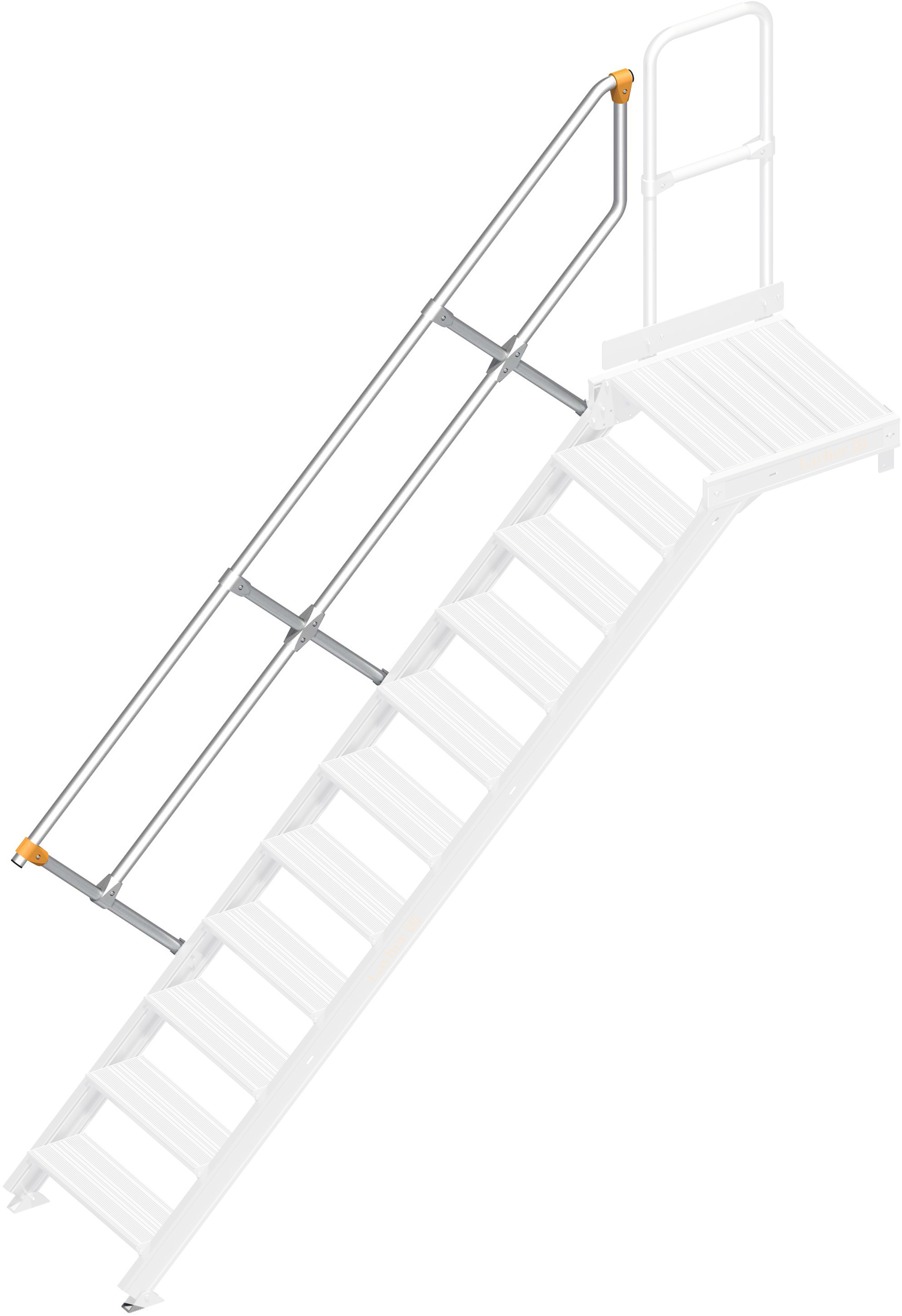 Layher Handlauf Plattformtreppe | Überstieg 45° 11 Stufen