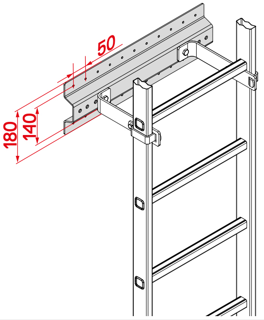 Hymer Steigleiter Fassadenplatte Befestigungselement für ortsfeste Leitern - ohne Schrauben zur Wandbefestigung (HY-0055096) Bild-01