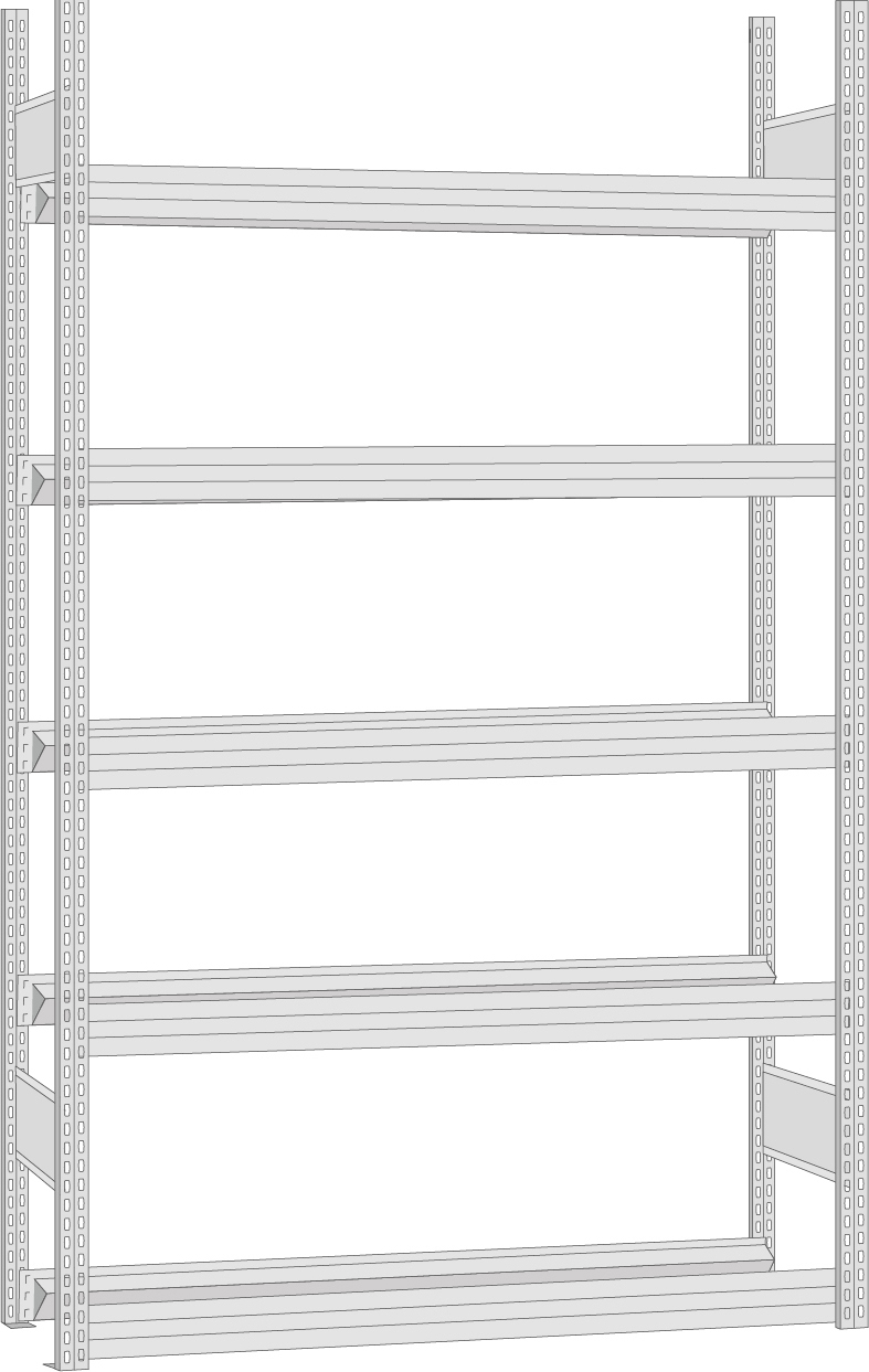 Regalwerk Felgenregal Grundfeld 2500 x 875 x 300 mm mit Tiefenriegel - Fachlast 250 kg - 5 Ebenen (RW-B3-64208-40) Bild-01