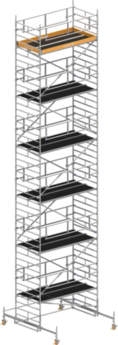 Fahrgerüst Layher Uni Breit P2 SAFETY Plus hawego 1422111 - Arbeitshöhe 13,38 m fahrbares Gerüst mit Sicherheits-Doppelgeländern und Standleiter-Optimierung - Rollgerüst Sicherheitsaufbau P2 mit verstellbaren Fahrbalken (LS-1422111-H) Bild-01