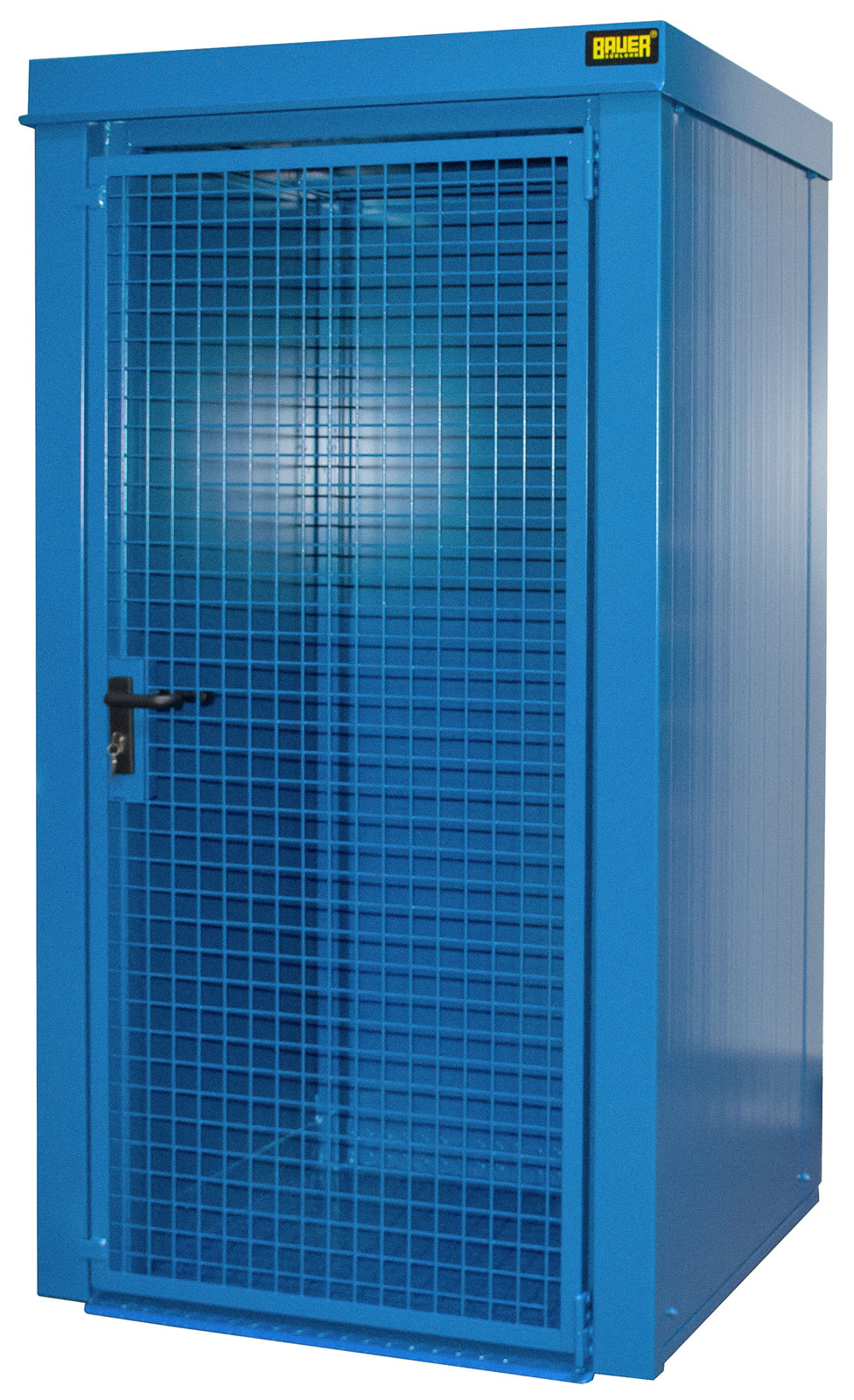 Bauer Gasflaschen-Container Stahl GFC-B M0 - RAL 5012 Gasflaschenlager lichtblau pulverbeschichtet mit Tränenblechboden und Doppelflügeltor - Stahlschrank für 12 Flasche Ø 230 mm (BA-4477-30-0000-3) Bild-01