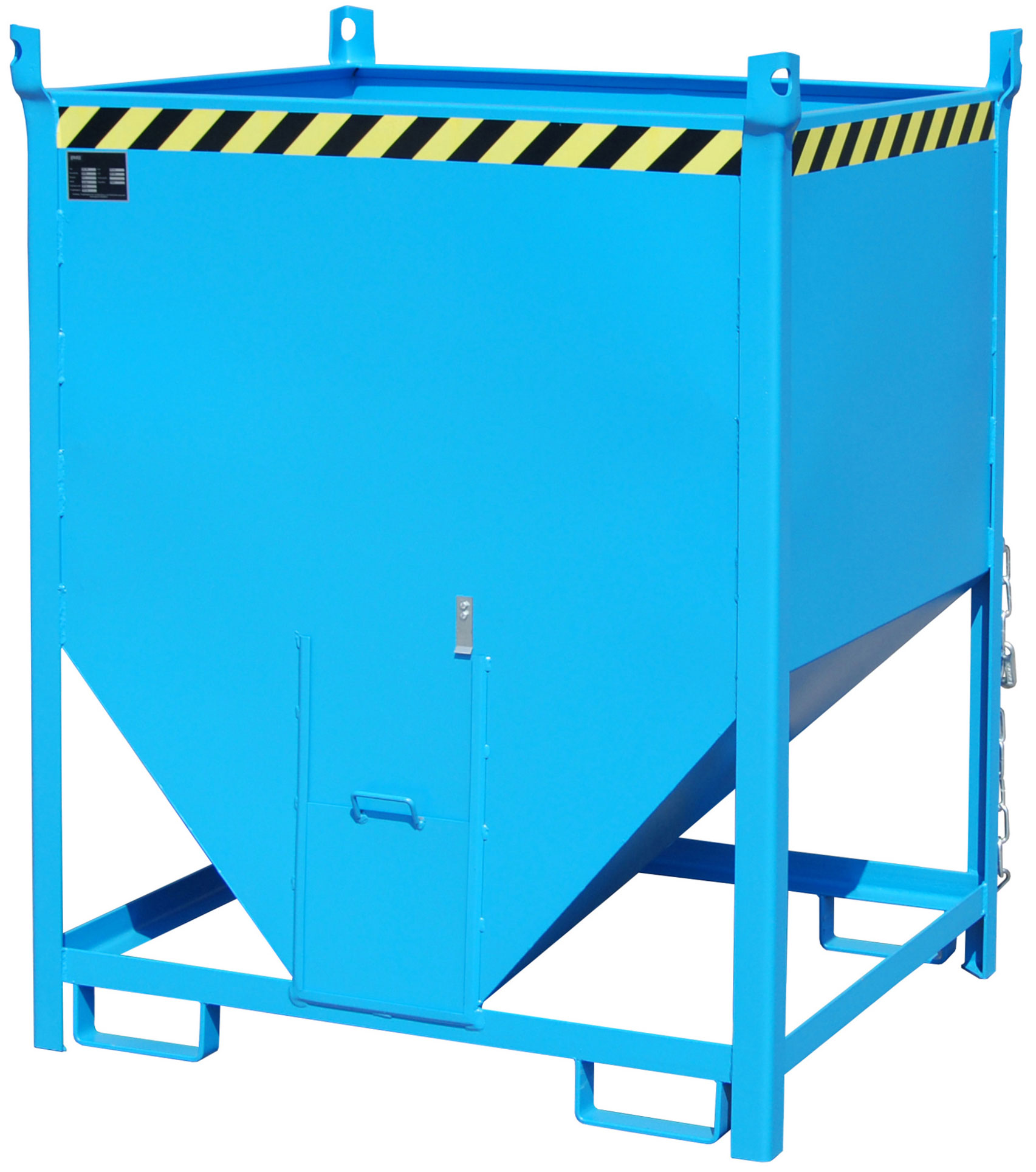 Bauer Silobehälter SGS-100 - RAL 5012 Silowanne 1000 Liter für Stapler mit Schieberverschluss - Silotrichter lichtblau pulverbeschichtet (BA-4437-18-0000-3) Bild-01