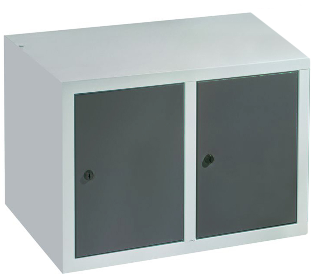 Pavoy Spind Aufsatz 395 x 800 x 500 mm - 2 Abteile mit Zylinderschloss - RAL 7035 | 7016 Garderobenschrank Aufsatz Stahl Fachbreite 400 mm - Korpus lichtgrau | Türen anthrazitgrau (PA-63268-214-001-735716) Bild-01