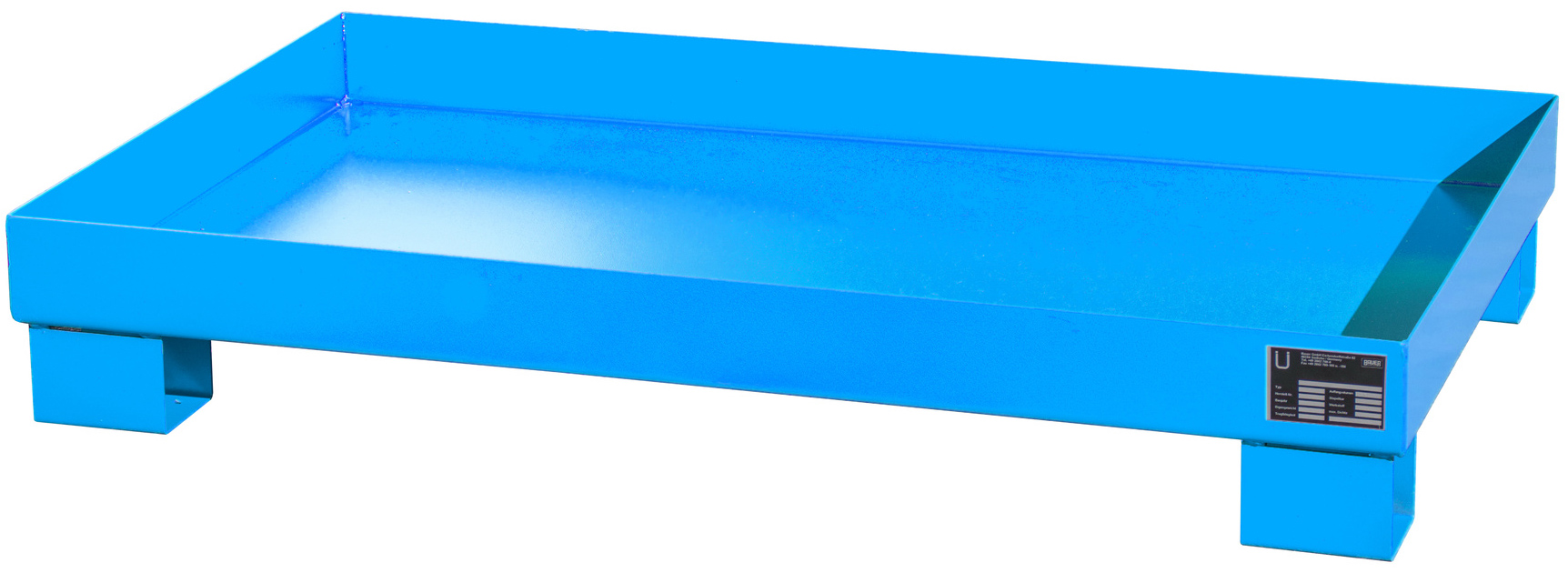 Bauer Auffangwanne Stahl AW 60-3 - RAL 5012 Gefahrstoffwanne lichtblau pulverbeschichtet ohne Gitterrost - Stahlwanne mit 84 Liter Auffangvolumen (BA-4471-50-0000-3) Bild-01