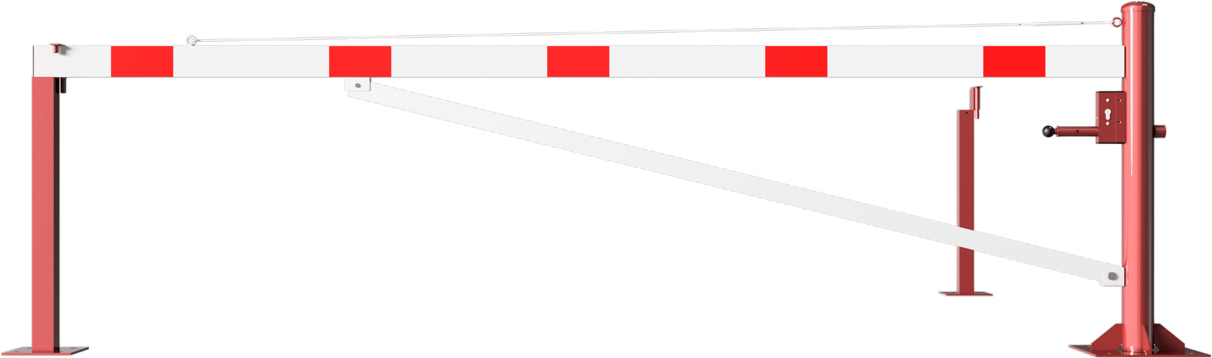 Schake Drehschranke mit Auflagestütze - Schrankenbaum 100 x 50 mm ODP weiß | rot - 3500 mm