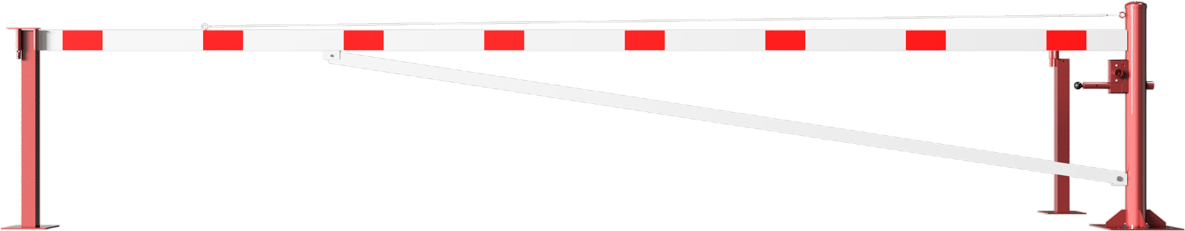 Schake Drehschranke mit Auflagestütze - Schrankenbaum 100 x 50 mm ODD weiß | rot - 5500 mm