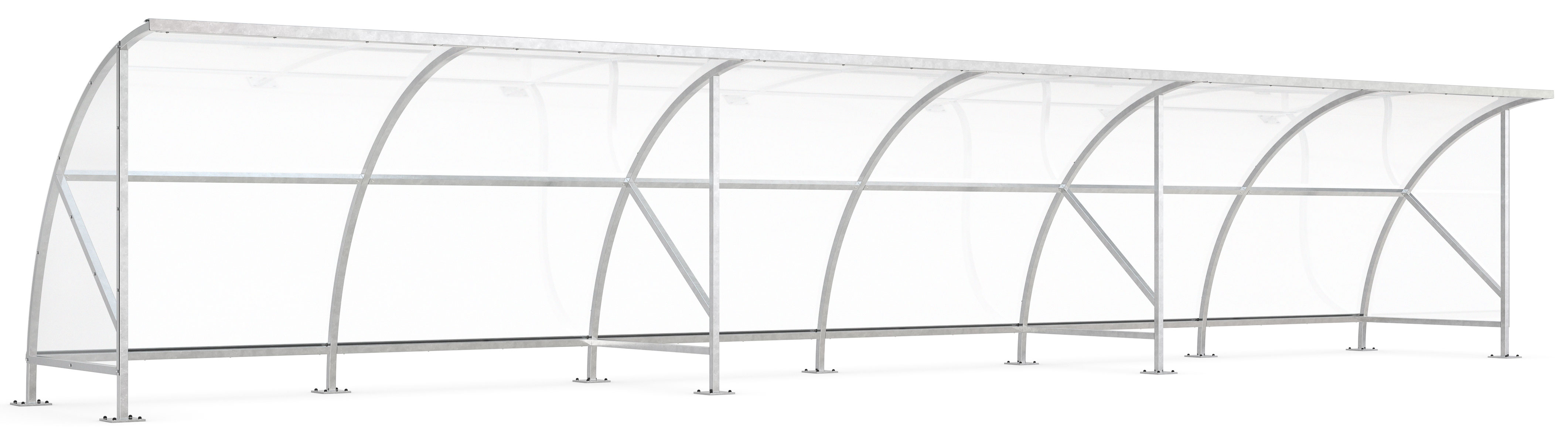 WSM Überdachung Bamberg - B 1|12 Bausatz - verzinkt Unterstand Stahl verzinkt mit Polycarbonat Bogendach - Fahrradüberdachung | Trainerunterstand zum Aufdübeln (WSM-102100416) Bild-01