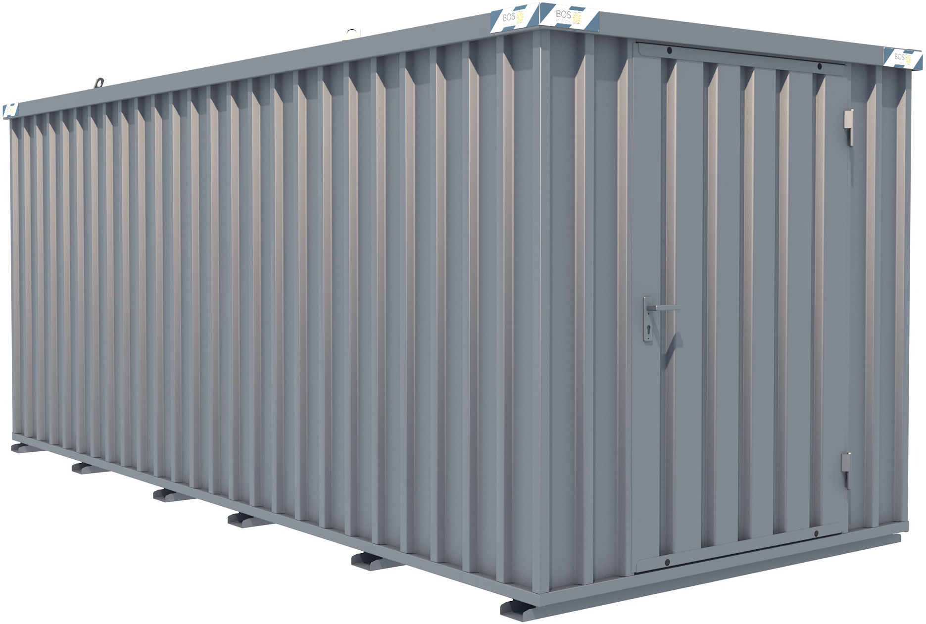 BOS Schnellbaucontainer 5100 x 2100 x 2100 mm - 1-flügelige Tür auf 2 m Seite Lagercontainer mit Tür 1150 x 1890 mm - Materialcontainer 5x2 m Serie SC3000+ unmontiert (BOS-SC3000-5x2-SE) Bild-01