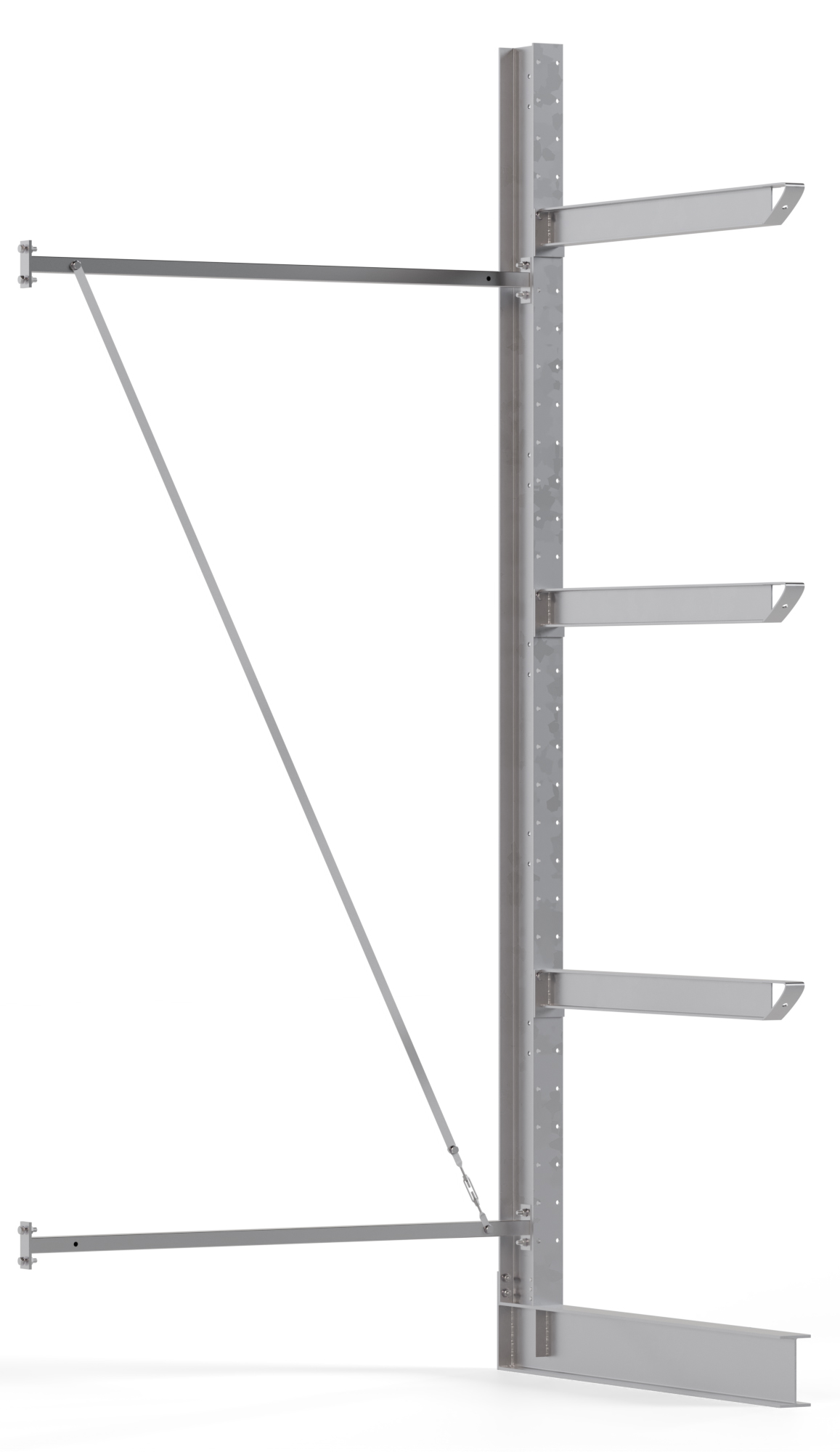 Regalwerk KARL HEAVY 2700 Kragarmregal einseitig Anbaufeld 3500 x 1500 x 1380 mm Schwerlastregal verzinkt mit Kragarmlast 800 kg | Ständerlast 2700 kg - 4 Ebenen | Kragarme frei verstellbar (RW-B6-70401-120) Bild-01