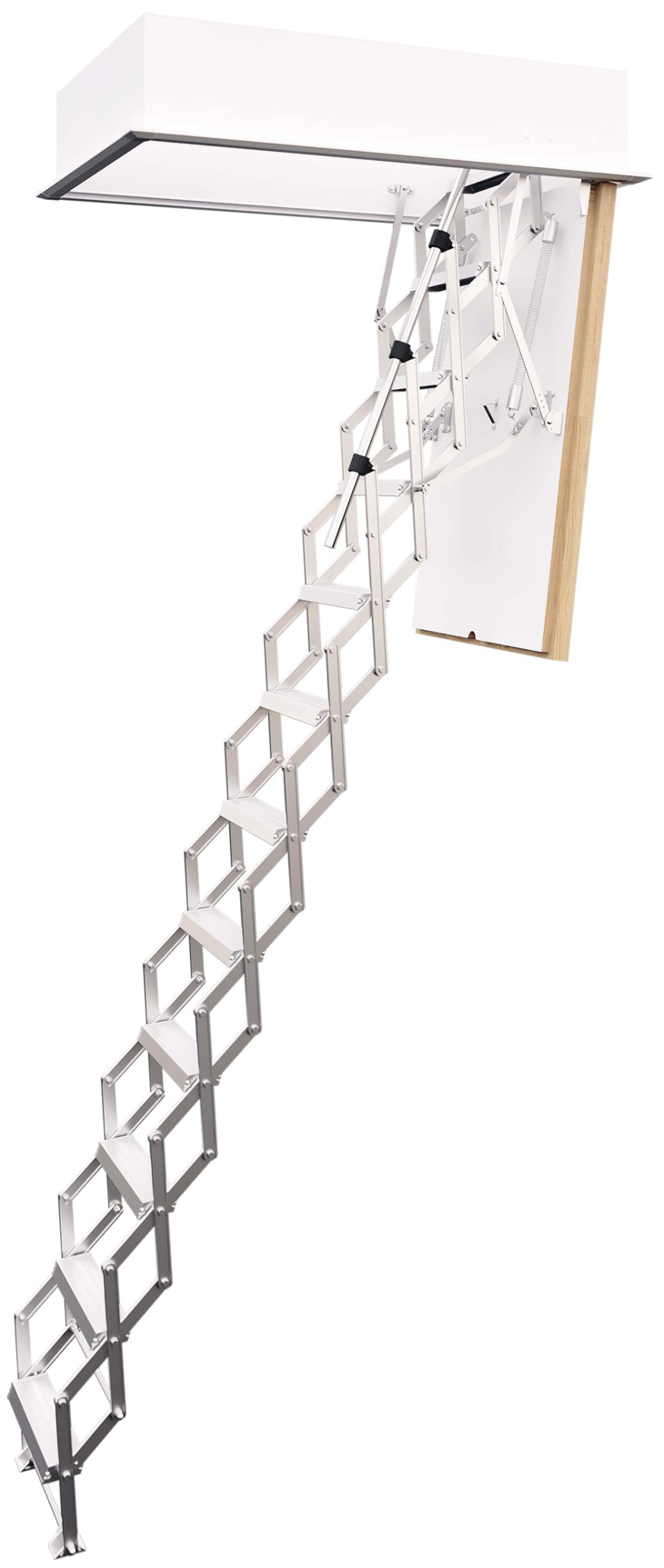 Roto Brandschutz Scherentreppe Aluminium miniLine El2 30 Raumhöhe 225 - 275 cm | Robaumaß 110 x 60 cm Dachbodentreppe mit Spanjolett-Drehverschluss | 0,92 W/m²K mit Lukendeckel 65 mm Stärke (RT-C144-63749) Bild-01