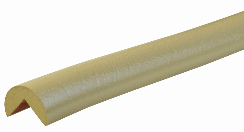 Knuffi Eckschutzprofil Typ A Ø 40 mm beige PU - 1,00 m Standard Warnschutz Profil Rundprofil mit Winkelaussparung aus Polyurethan - Eckprofil einfarbig einfarbig mit selbstklebenden Kanten (SM-PA-900105) Bild-01