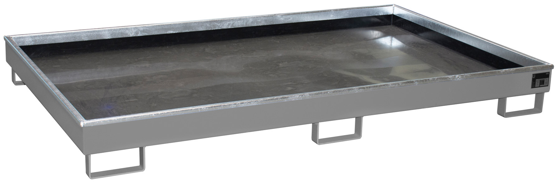 Bauer Regalwanne Stahl RW 2200-1 PE - RAL 7005 Auffangbehälter mit PE-Einsatz für Regalfeldlänge 2200 mm - Stahlwanne mausgrau pulverbeschichtet mit 240 Liter Auffangvolumen  (BA-4518-60-0000-5) Bild-01
