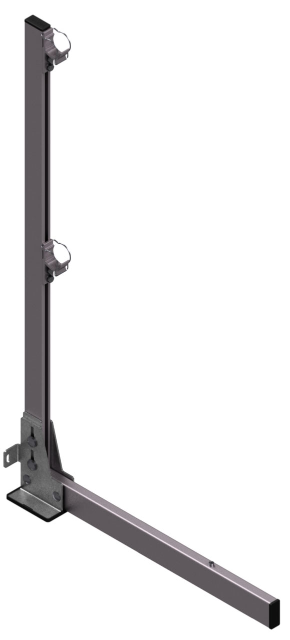 Hymer HYGHTS Geländersystem Pfosten starr - Auslegerlänge 0,84 m Geländerpfosten 90° mit kurzem Ausleger | 30 mm Höhenausgleich - Geländerbügel Alu / Edelstahl (HY-30511204) Bild-01