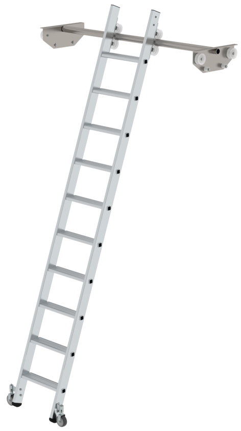 Vorschau: Günzburger Regalleiter für Doppelregal Alu 10 Stufen Leiter seitlich verschiebbar (GB-44610) Bild-01