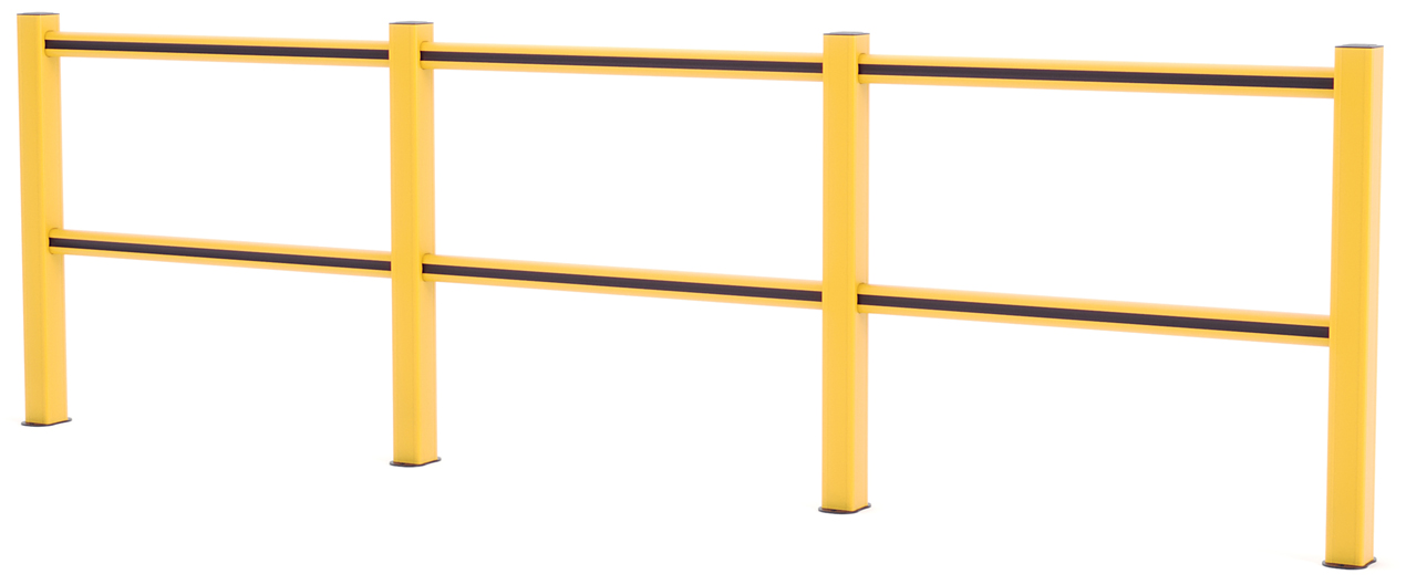 boplan Schutzgeländer HD Light gelb | schwarz - 3750 mm Personenleitsystem aus Kunststoff 3 Felder - 1100 mm Höhe | Extrilene Handlaufsystem RAL 1003 9005 (BP-PPHD-0010-3750YB) Bild-01
