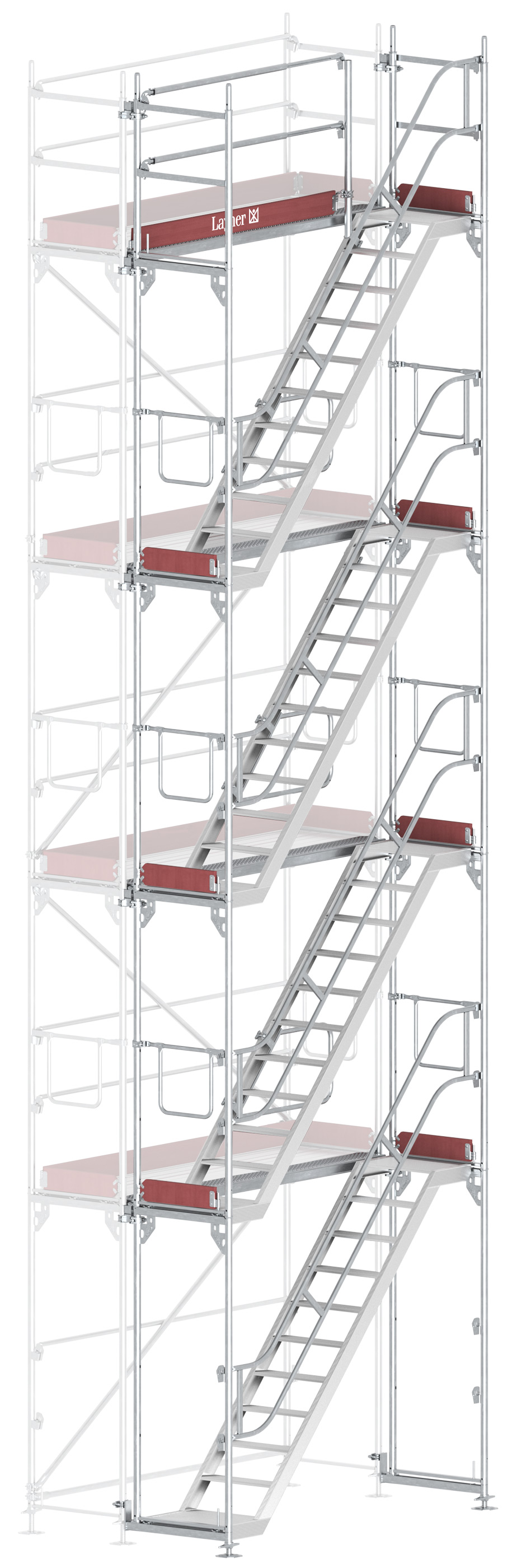 Layher Blitz Treppenturm-Vorbau Stahl - 2,57 x 8,20 m Erweiterung Treppenaufstieg nach TRBS 2121-2 für Layher Fassadengerüst (LG-1753-0800-VS) Bild-01