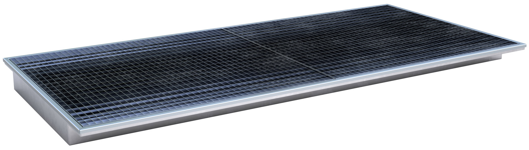 Bauer Regal-Einhängewanne Stahl EHW 2700 PE - verzinkt Auffangbehälter mit PE-Einsatz und Gitterrost für Regalfeldlänge 2700 mm - Stahlwanne verzinkt mit 200 Liter Auffangvolumen  (BA-4518-69-0000-7) Bild-01