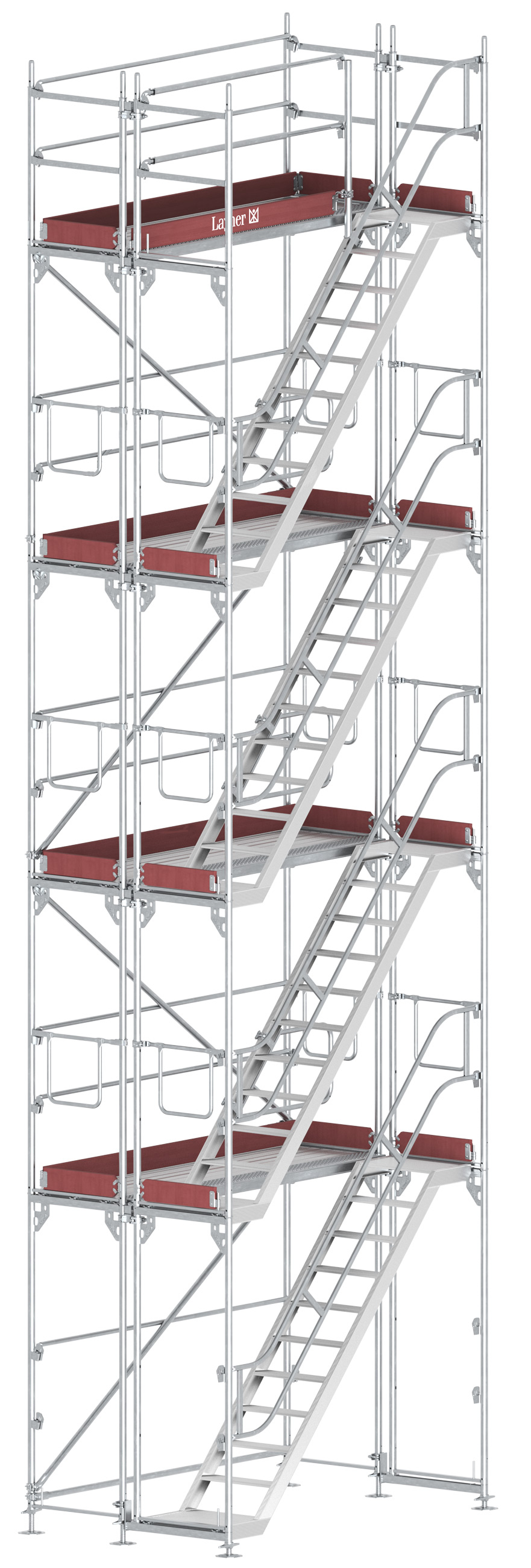 Layher Blitz Treppenturm Stahl - 2,57 x 8,20 m Gerüsttreppenturm Fassadengerüst- komfortabler Aufstieg nach TRBS 2121-2 (LG-1753-0800-S) Bild-01