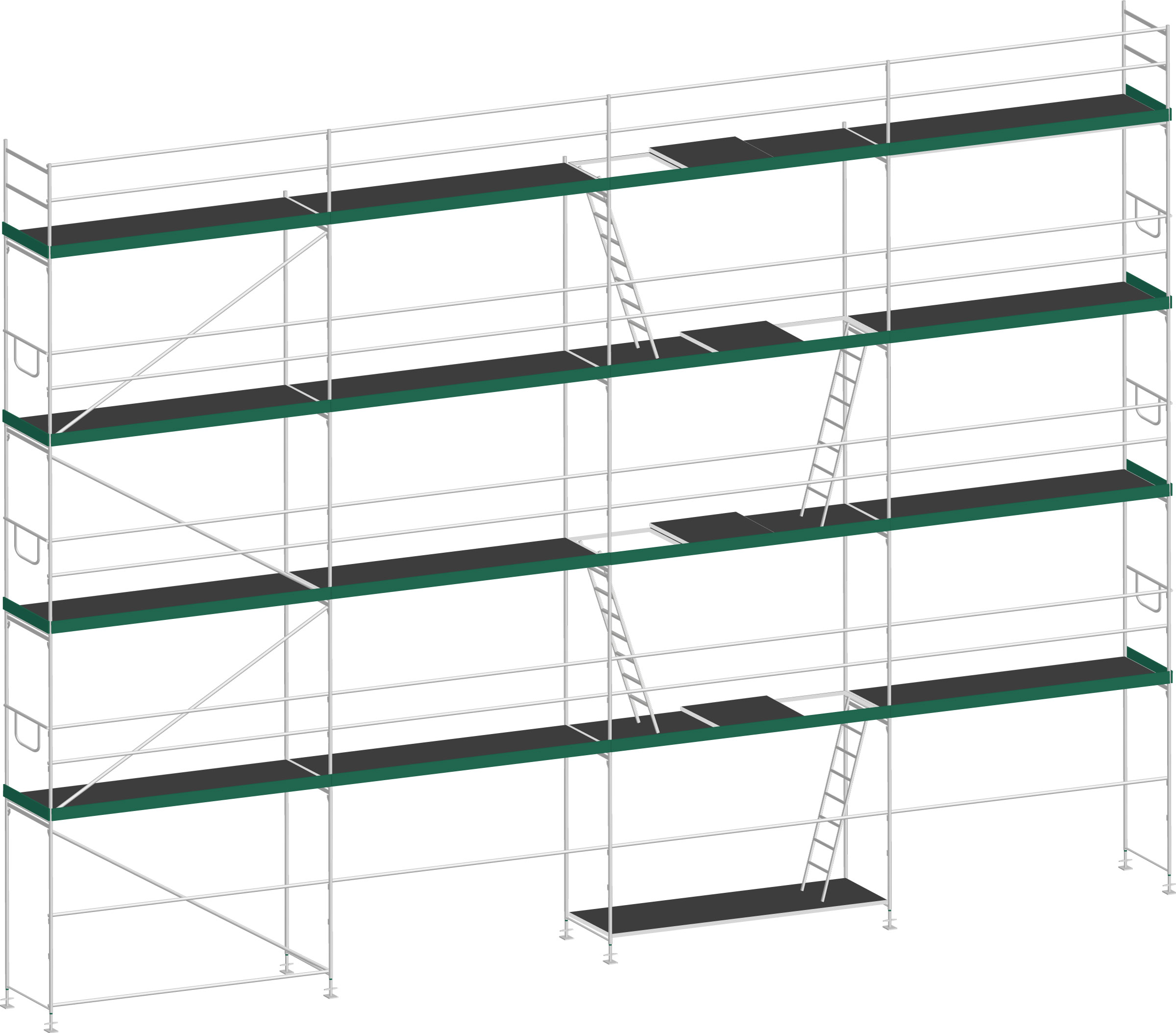 MJ Gerüst UNI 70 Stahl mit Holzboden - Feldlänge 2,50 m