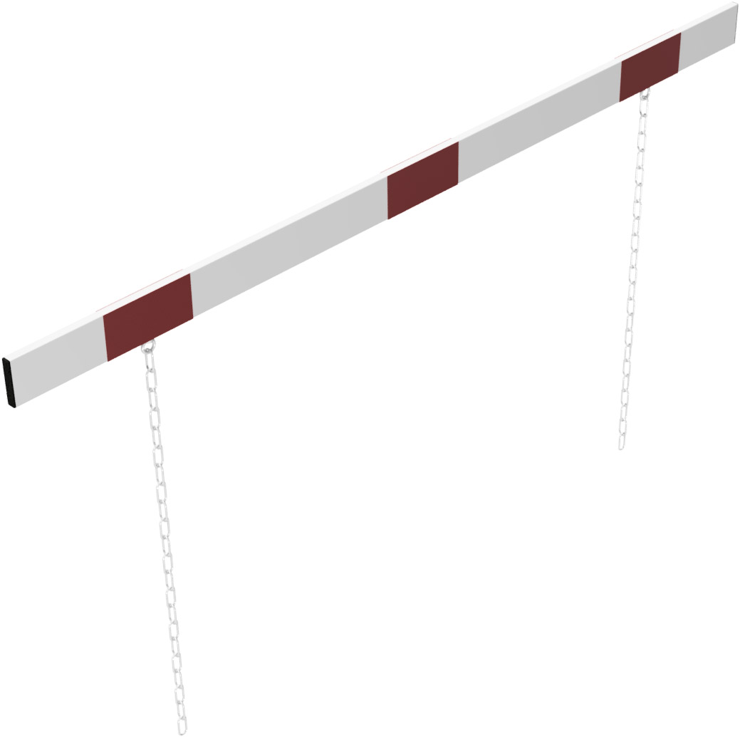 Schake Höhenbegrenzer Barriere 100 x 50 mm weiß | rot beidseitig reflektierend - 2000 mm Alubarriere mit seitlichen Schutzkappen und Stahlketten (SK-4217.20B) Bild-01