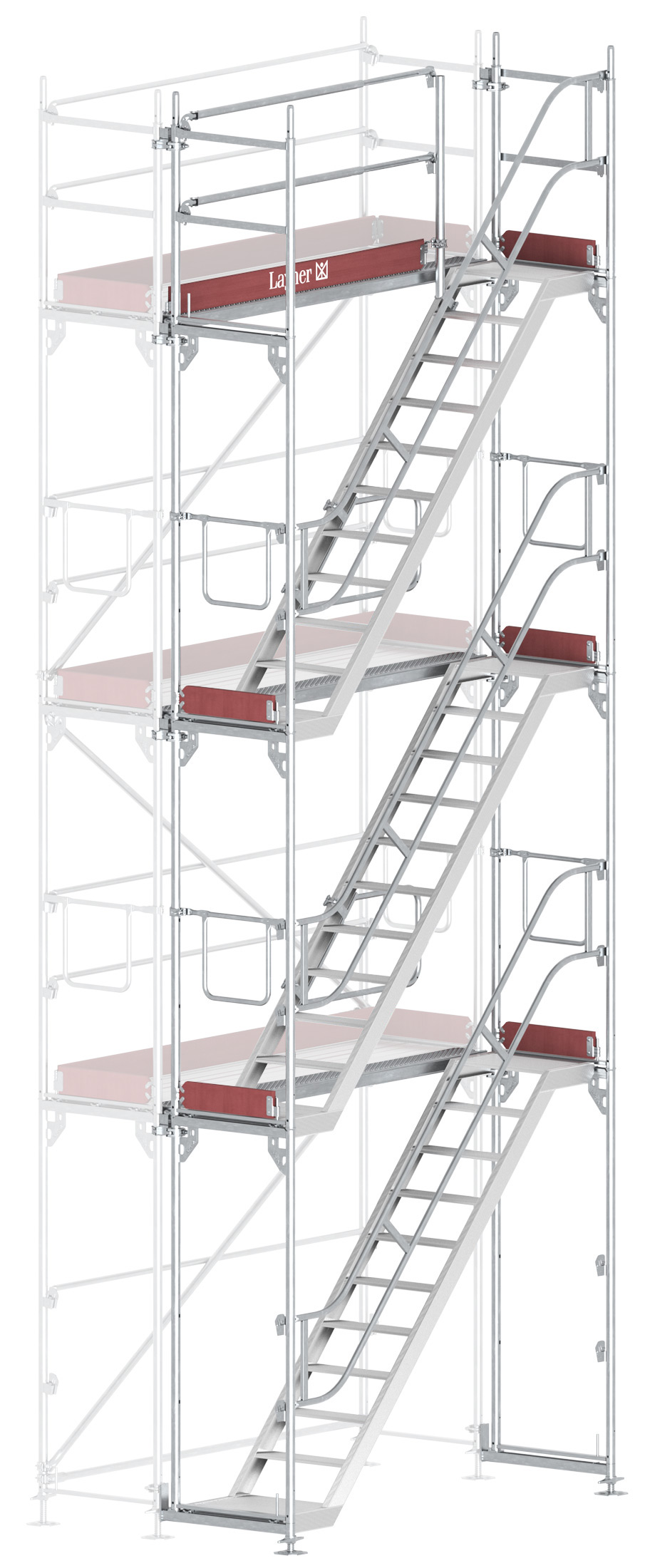 Layher Blitz Treppenturm-Vorbau Stahl - 2,57 x 6,20 m Erweiterung Treppenaufstieg nach TRBS 2121-2 für Layher Fassadengerüst (LG-1753-0600-VS) Bild-01