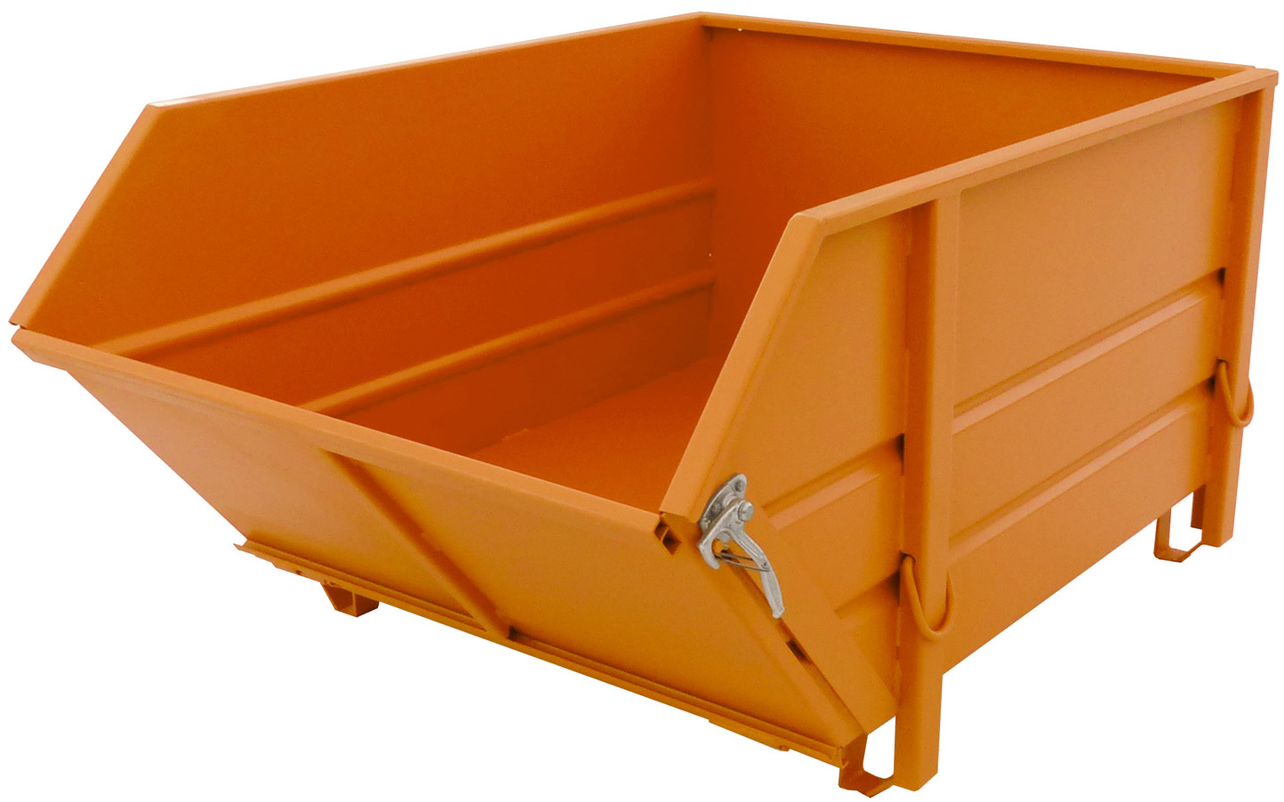 Bauer Baustoffbehälter BBK-100 - RAL 2000 Transportbehälter 1000 Liter für Kran mit klappbarer Schüttwand - Container gelborange pulverbeschichtet (BA-4511-20-0000-1) Bild-01