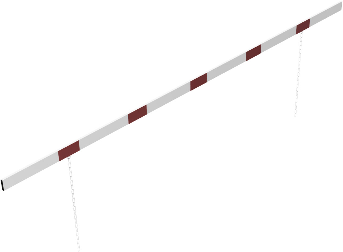 Schake Höhenbegrenzer Barriere 100 x 50 mm weiß | rot einseitig reflektierend - 4000 mm Alubarriere mit seitlichen Schutzkappen und Stahlketten (SK-4117.40B) Bild-01