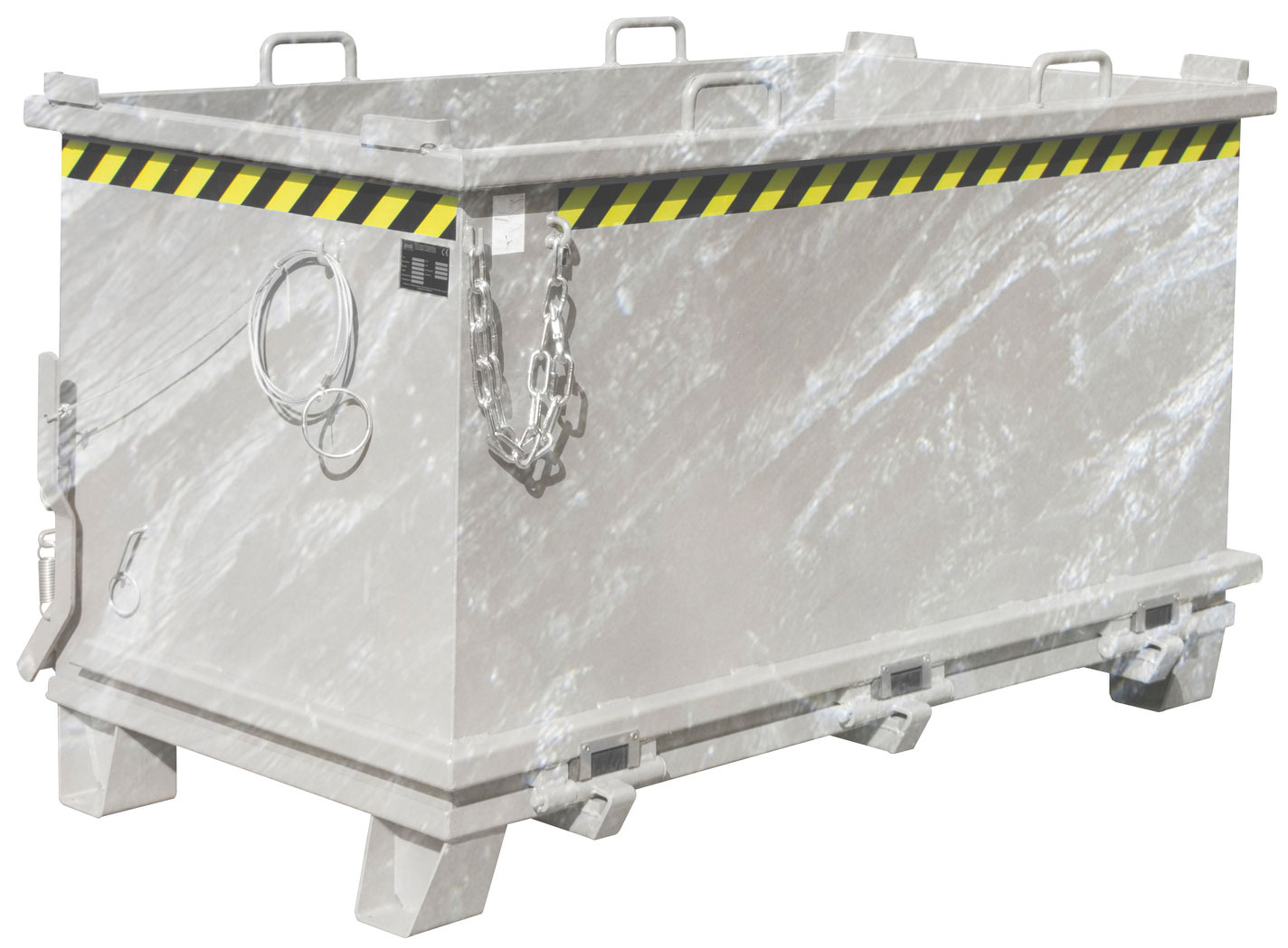 Bauer Klappbodenbehälter SB-1500 - verzinkt Transportbehälter 1500 Liter für Stapler - Container mit Klappboden Stahl verzinkt (BA-4417-16-0000-7) Bild-01