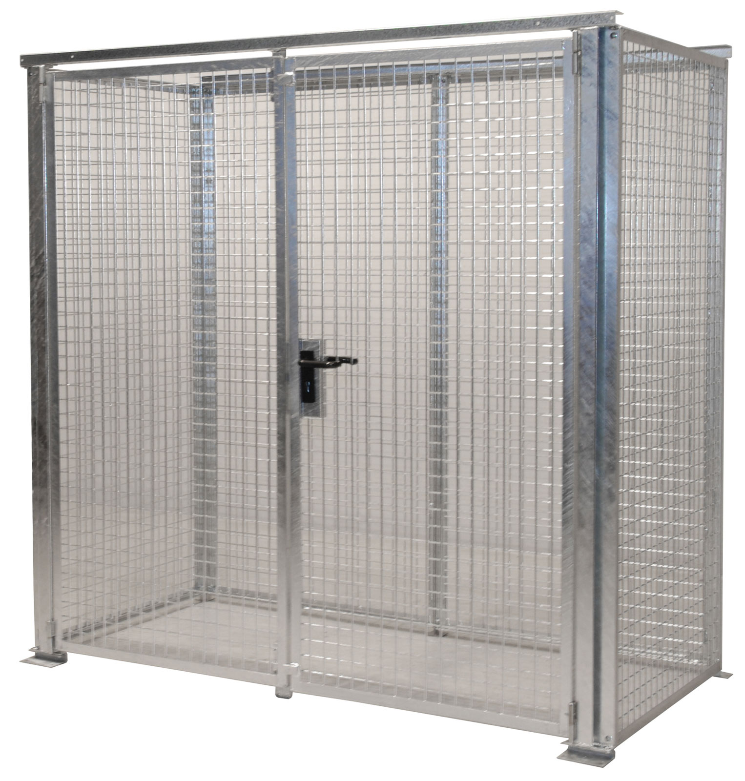 Bauer Gasflaschen-Container Stahl GFC-M1-DF Gasflaschenlager für 32 Flaschen Ø 230 mm - ohne Dach mit Doppelflügeltor - Stahl verzinkt (BA-4477-15-0000-7) Bild-01