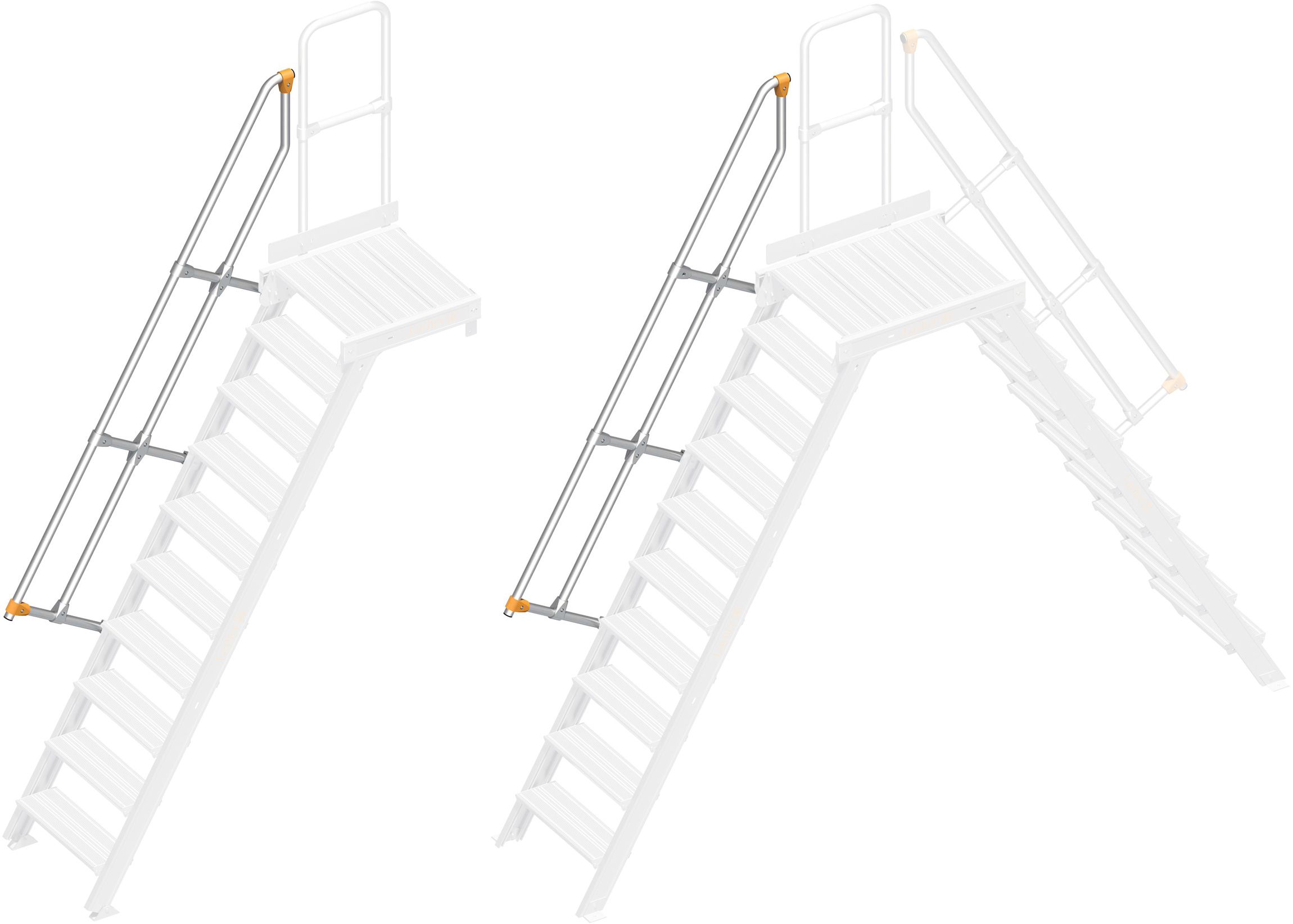 Layher Handlauf Plattformtreppe | Überstieg 60° 10 Stufen
