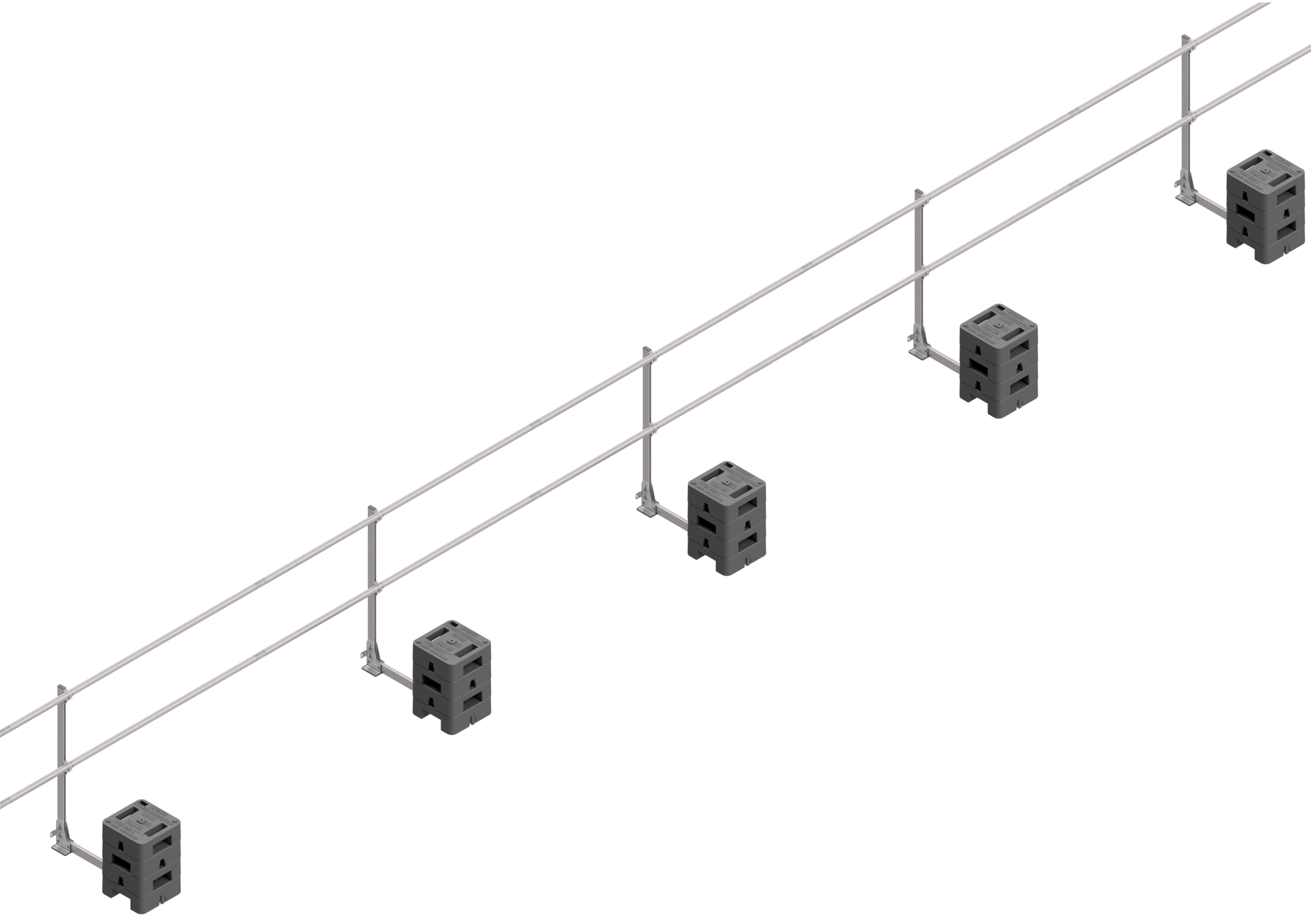 Hymer HYGHTS Flachdach Geländersystem starr mit kurzem Ausleger - 15,00 m Flachdachseitenschutz-Komplettset Alu-Edelstahl | mobile Absturzsicherung 90° mit Auslegerlänge 0,84 m (HY-30511315) Bild-01