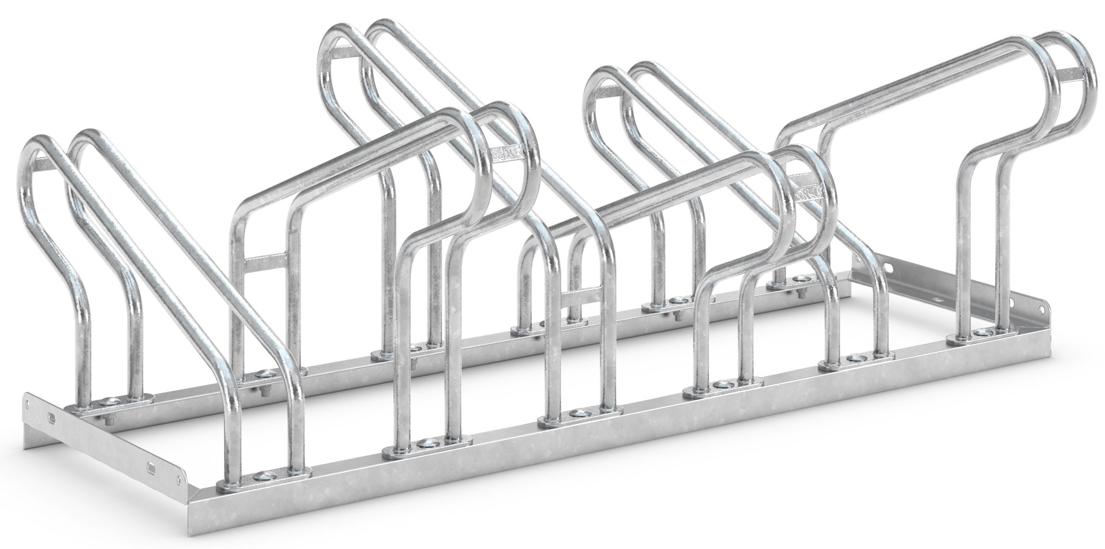 WSM Fahrradständer Bügelparker 2156 BF Stahl - 6 Einstellplätze Fahrradparker einseitig befahrbar breit - Radabstand 390 mm - Bügelparker Stahl verzinkt  (WSM-105700069) Bild-01