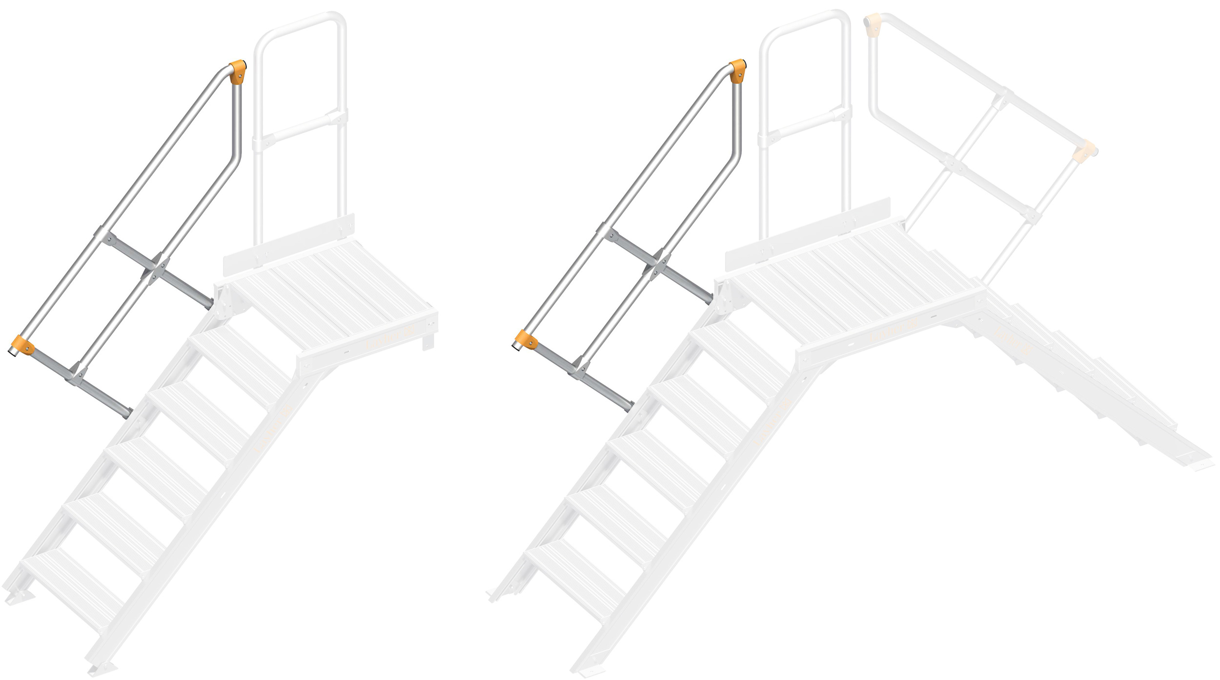 Layher Handlauf Plattformtreppe | Überstieg 45° 6 Stufen