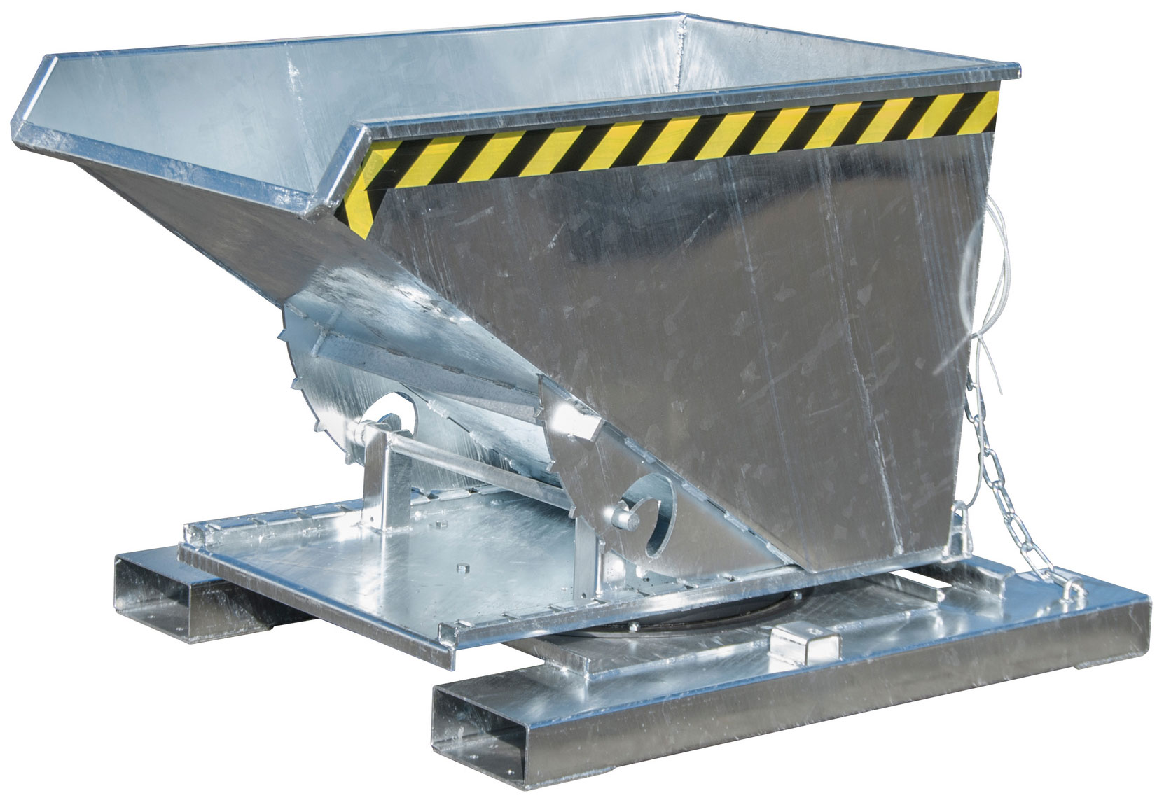 Bauer Abrollkipper S3S-300 - verzinkt Kippmulde 300 Liter mit 3-seitiger Kippfunktion und Ablasshahn für Stapler - Schuttmulde Stahl verzinkt (BA-4498-72-0000-7) Bild-01