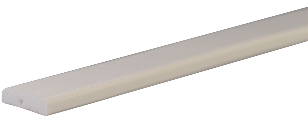 Knuffi Wandschutz Profil Typ F 40 x 11 mm weiß PU - 1,00 m Standard Warnschutz Profil Flachleiste extra schmal aus Polyurethan - Flächenprofil einfarbig mit selbstklebender Fläche (SM-PF-10315) Bild-01