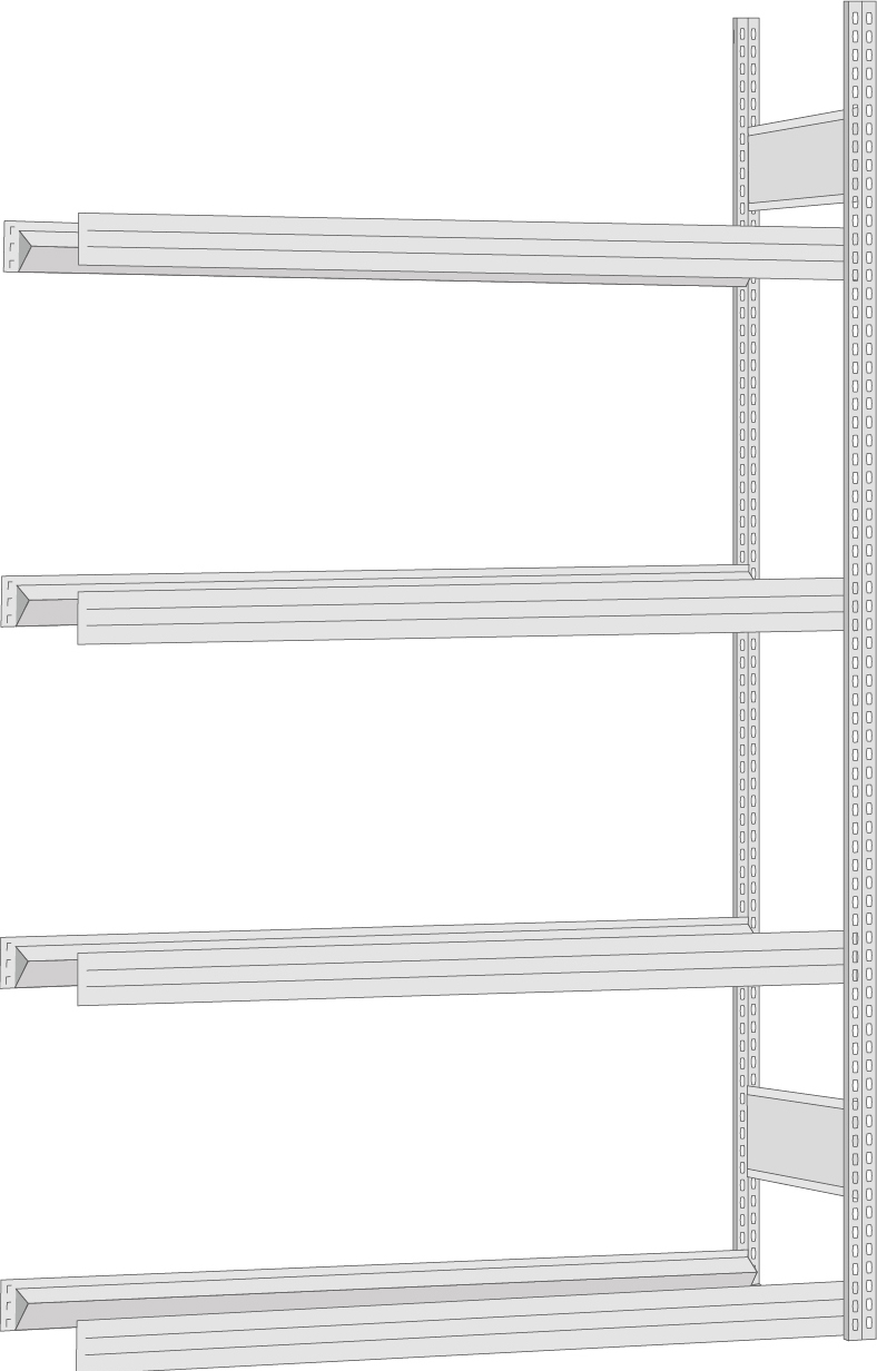 Regalwerk Reifenregal Anbaufeld 2500 x 875 x 400 mm mit Tiefenriegel - Fachlast 250 kg - 4 Ebenen (RW-B3-63209-40) Bild-01