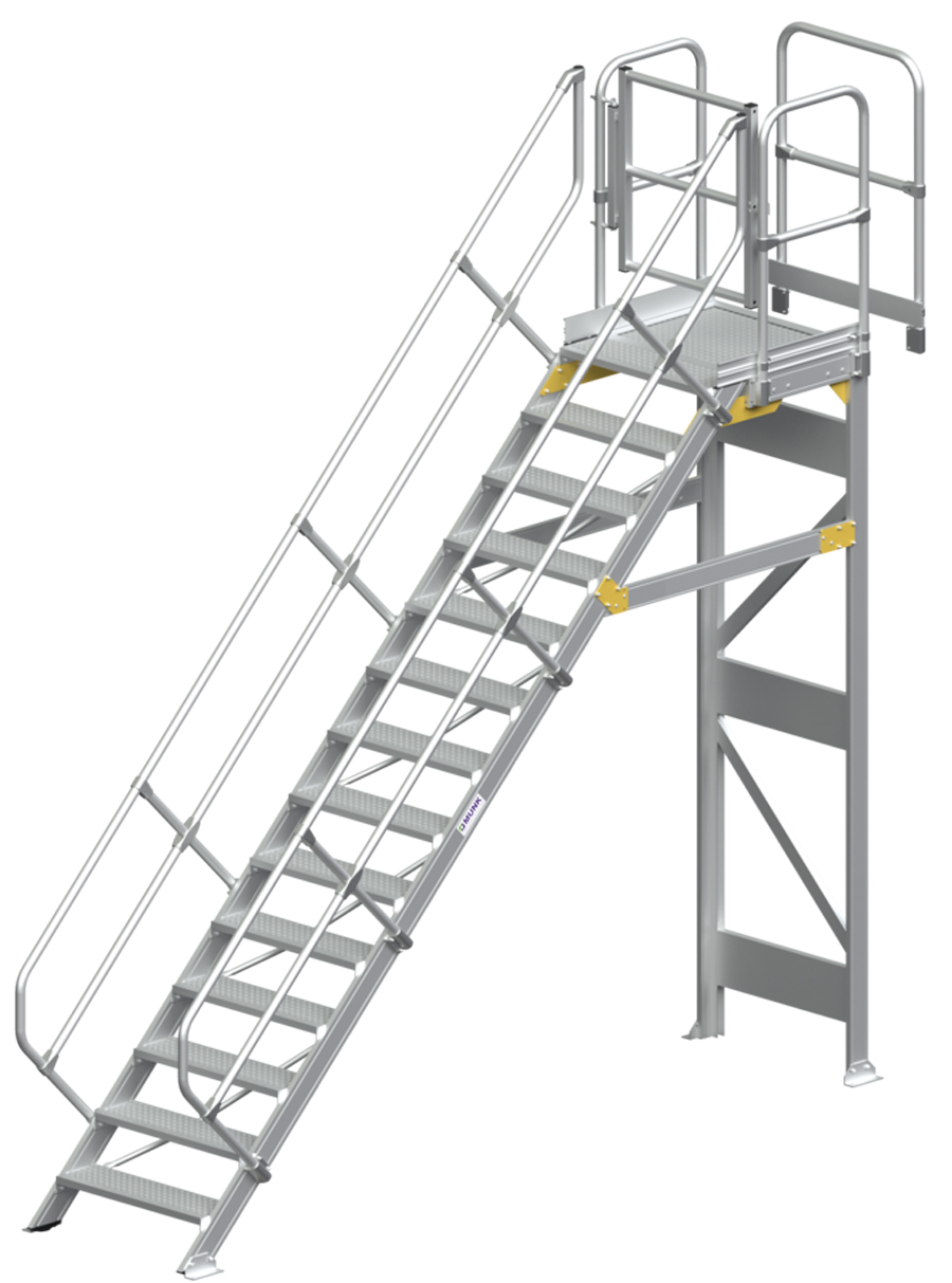 Munk Enteisungsanlage Modulfeld mit Treppe - 0,69 m Eisfrei Modul mit Stahl-Gitterrost R12 und Aufstieg 45° mit beidseitigem Handlauf (GB-681220) Bild-01