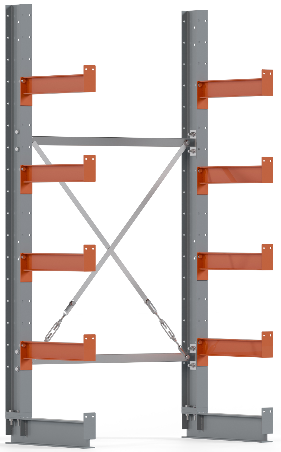 Regalwerk KARL BASIC 2150 Kragarmregal einseitig Grundfeld 2000 x 1000 x 500 mm Lagerregal mit Kragarmlast 870 kg | Ständerlast 2150 kg - 5 Ebenen | Kragarme frei verstellbar (RW-B6-50100-50) Bild-01