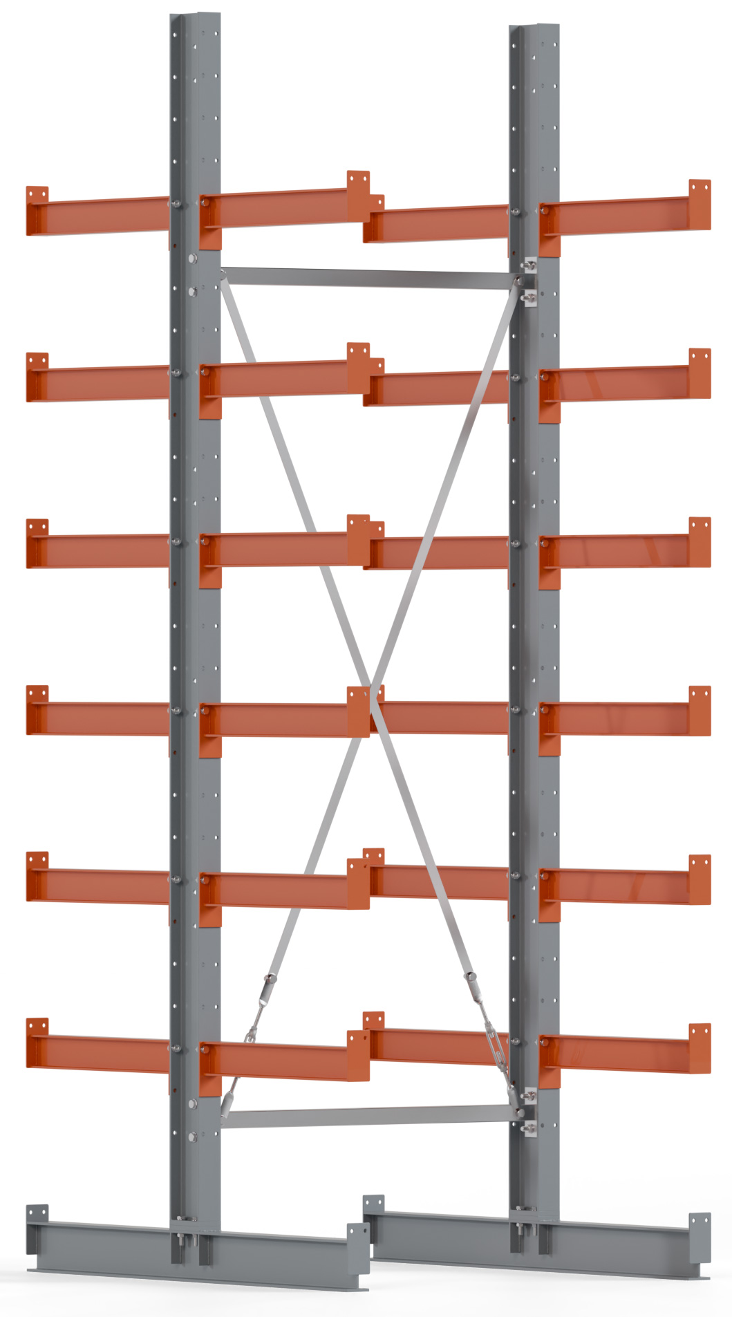 Regalwerk KARL BASIC 1550 Kragarmregal doppelseitig Grundfeld 3000 x 1000 x 600 mm Lagerregal mit Kragarmlast 730 kg | Ständerlast 1550 kg - 7 Ebenen | Kragarme frei verstellbar (RW-B6-50310-60) Bild-01