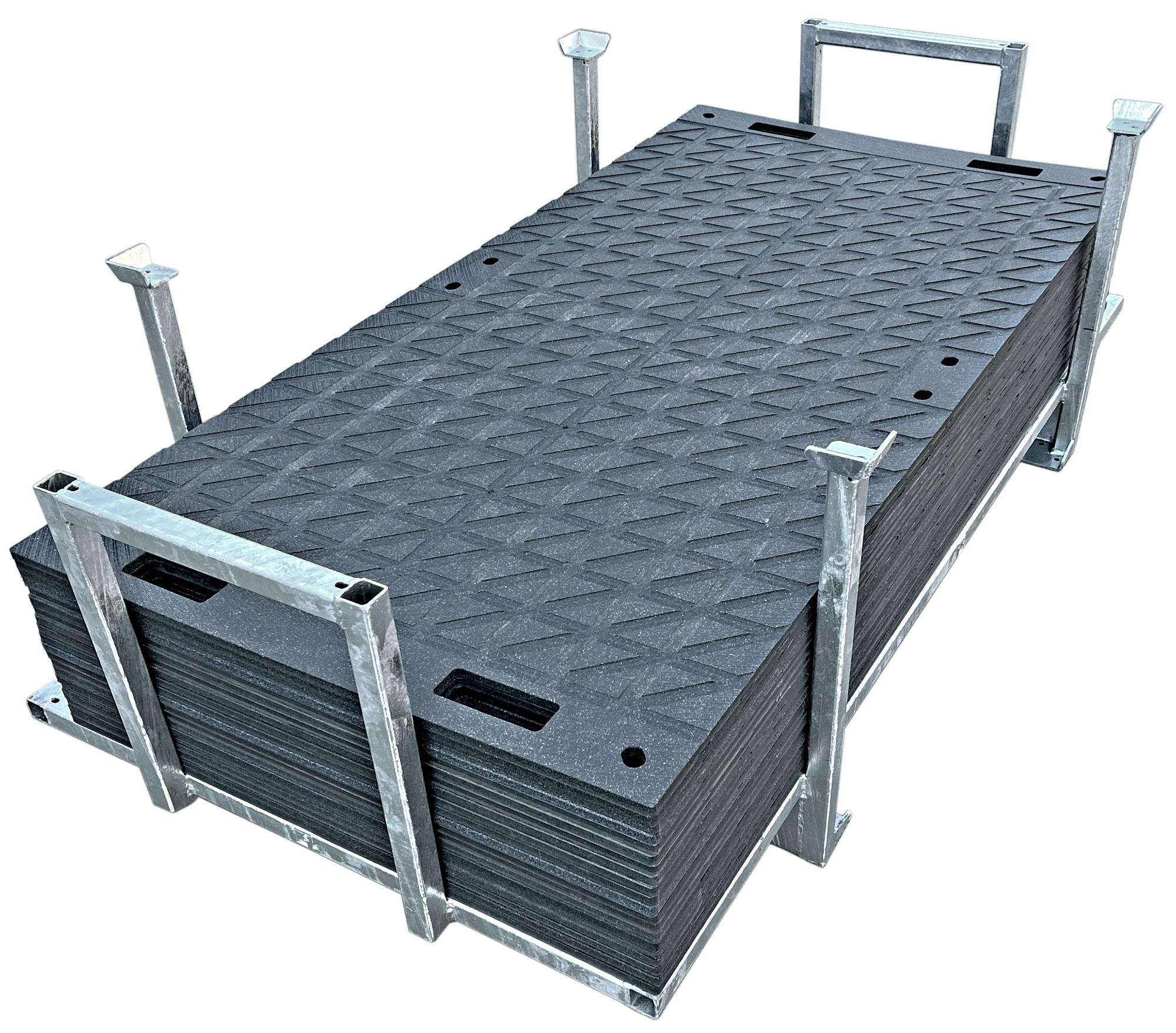 hawego Fahrplatten-Set Pro 15 mm - 40 m² 20 Schutzmatten Pro 2000 x 1000 x 15 mm | Transportbox | 40 Verbindungsklammern (HW-PRO-2000-1000-15-2R-SET20) Bild-01
