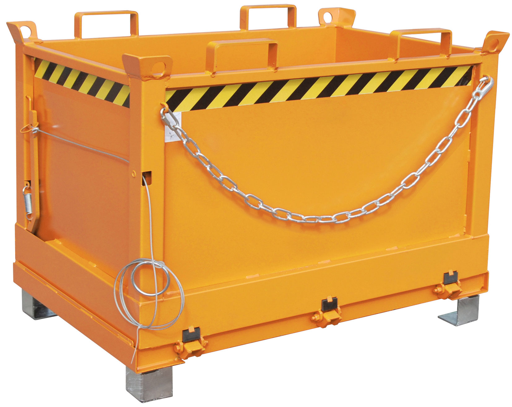 Bauer Klappbodenbehälter FB-500 - RAL 2000 Transportbehälter 500 Liter für Stapler - Container mit Klappboden gelborange pulverbeschichtet (BA-4417-25-6000-1) Bild-01