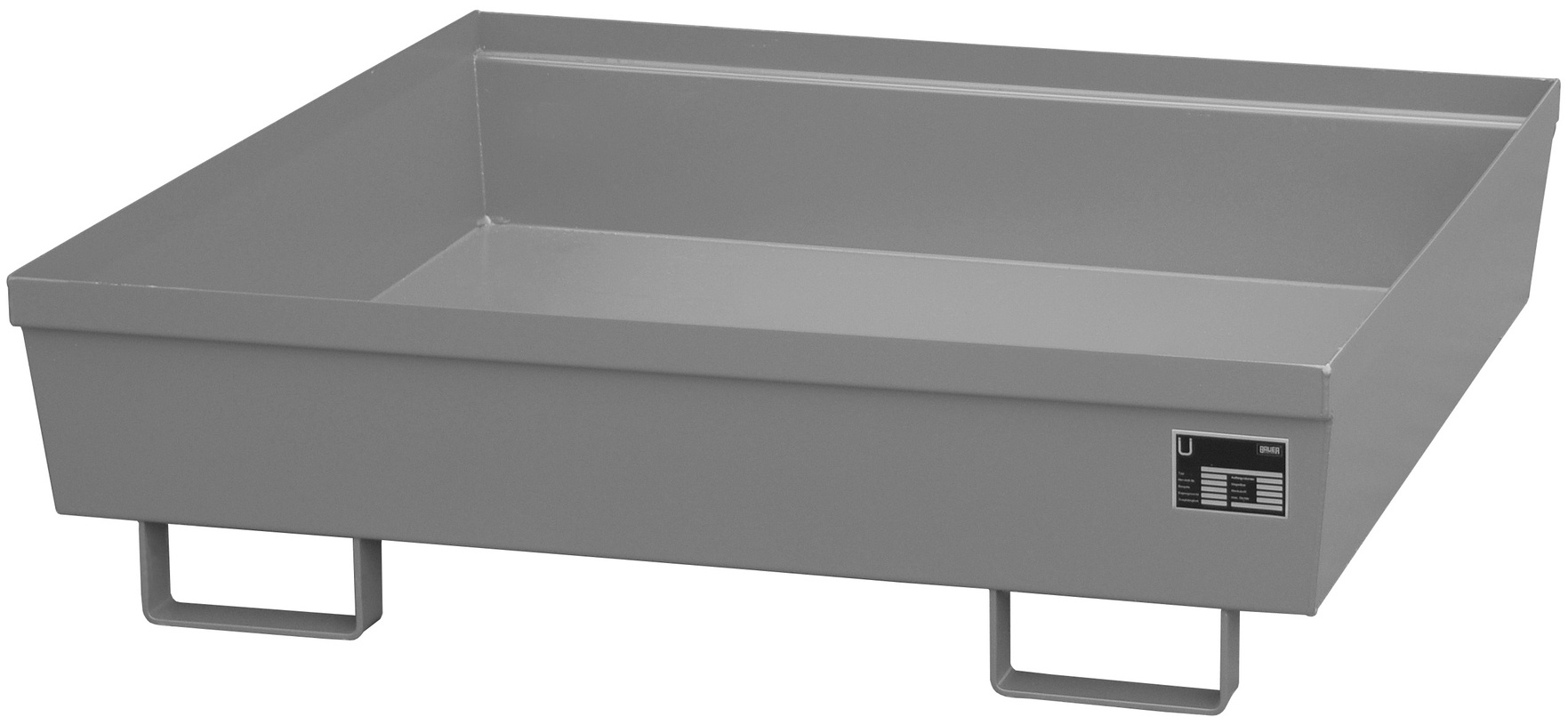 Bauer Auffangwanne Stahl AO 4|A - RAL 7005 Gefahrstoffwanne mausgrau pulverbeschichtet ohne Gitterrost - Stahlwanne mit 280 Liter Auffangvolumen (BA-4447-11-1000-5) Bild-01